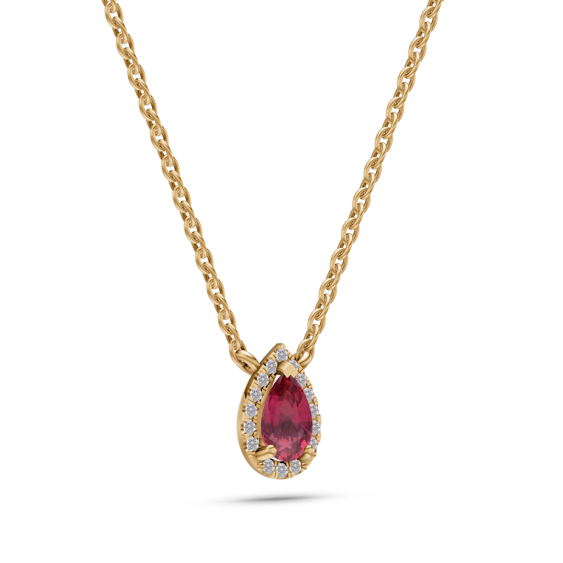 Pear-Shape Ruby Pendant Necklace in 18K Gold