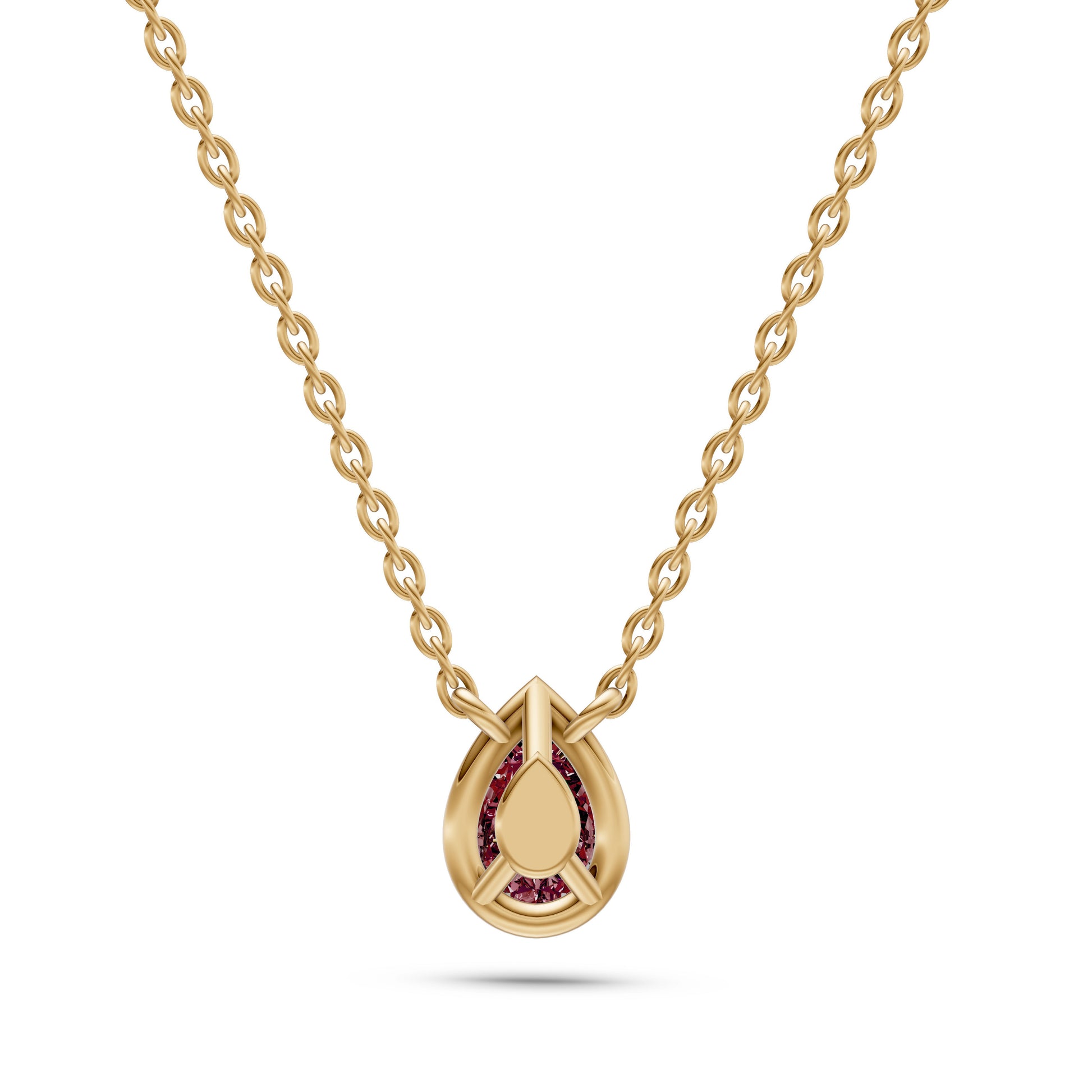 Pear-Shape Ruby Pendant Necklace in 18K Gold