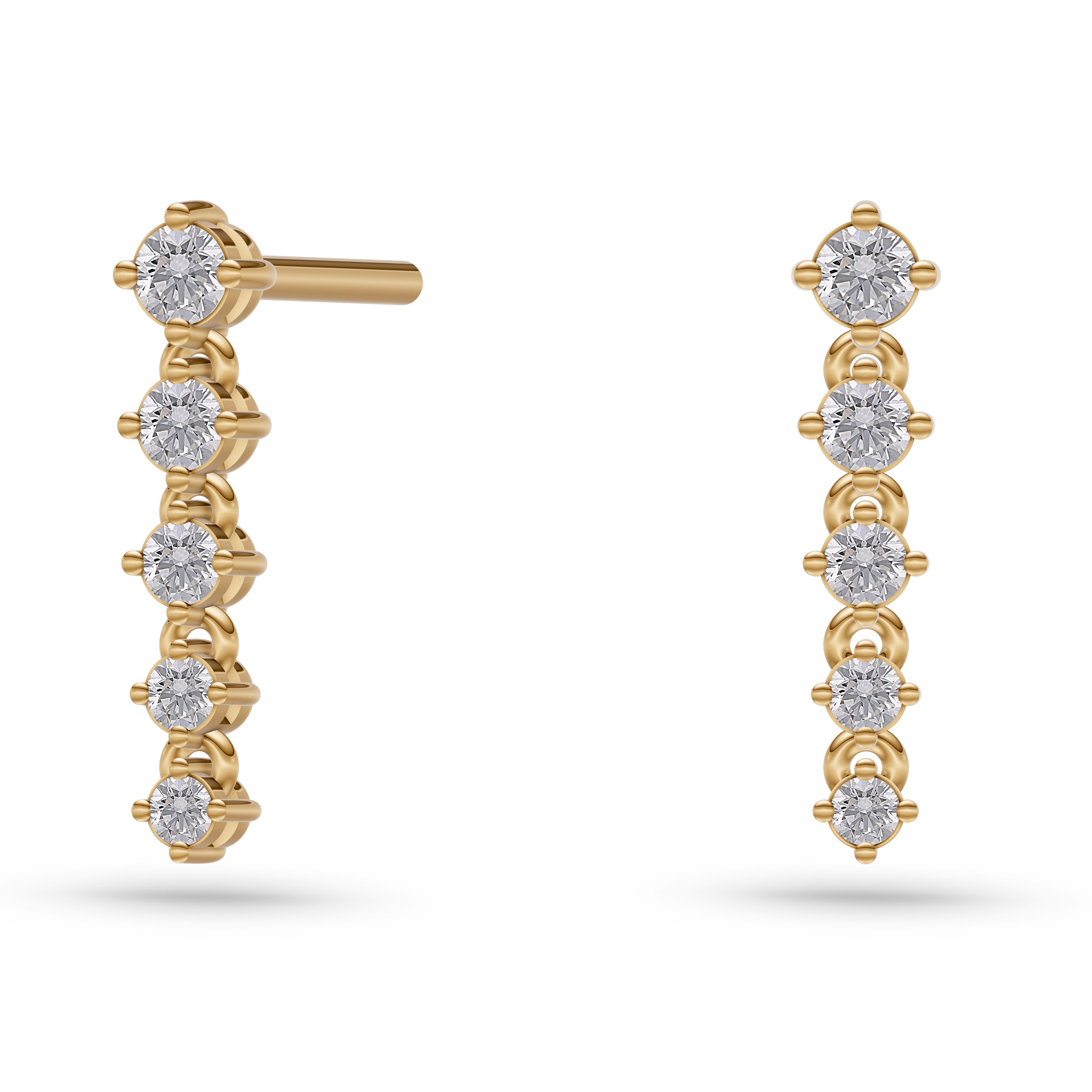 Diamond Journey Drop Earrings in 14K Gold