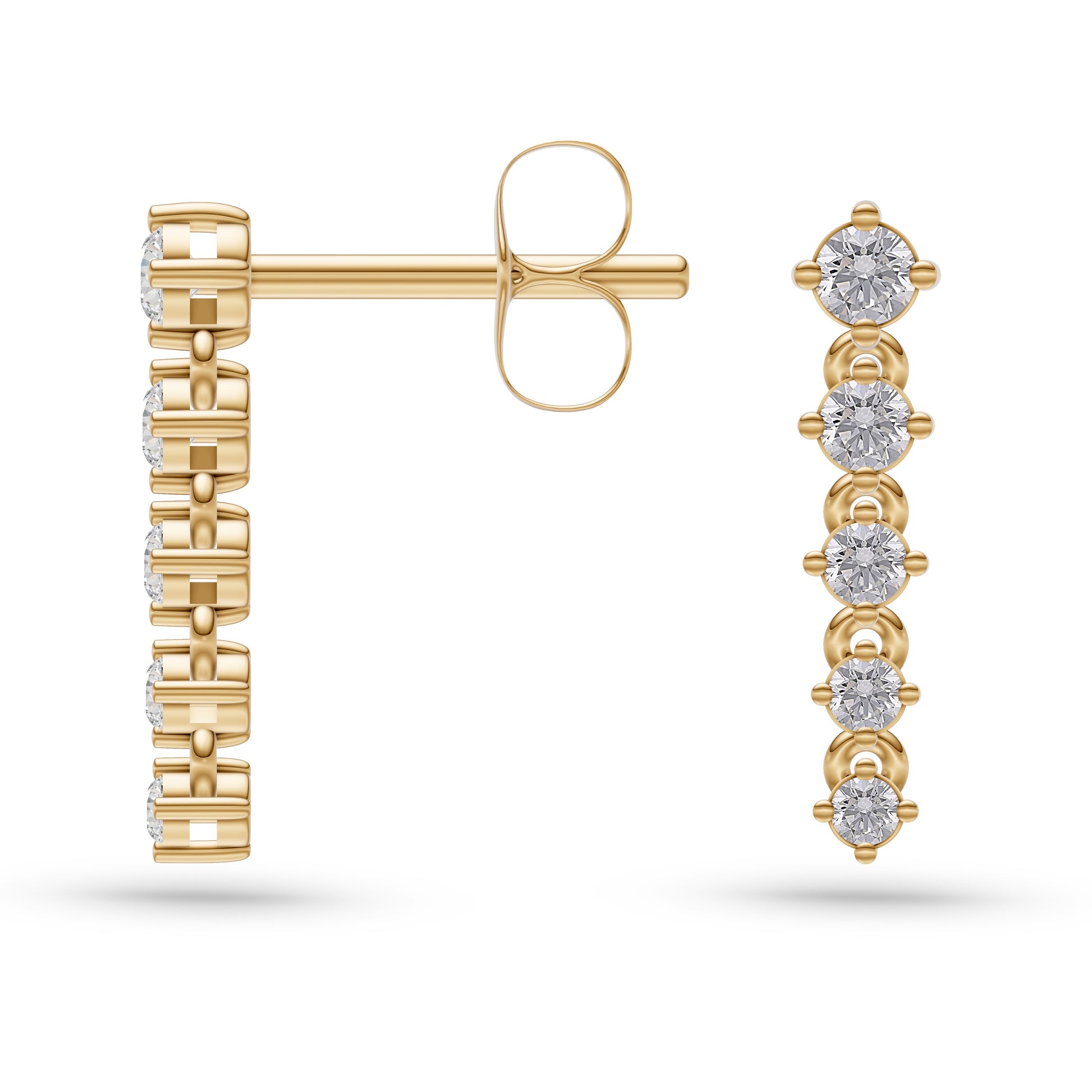 Diamond Journey Drop Earrings in 14K Gold