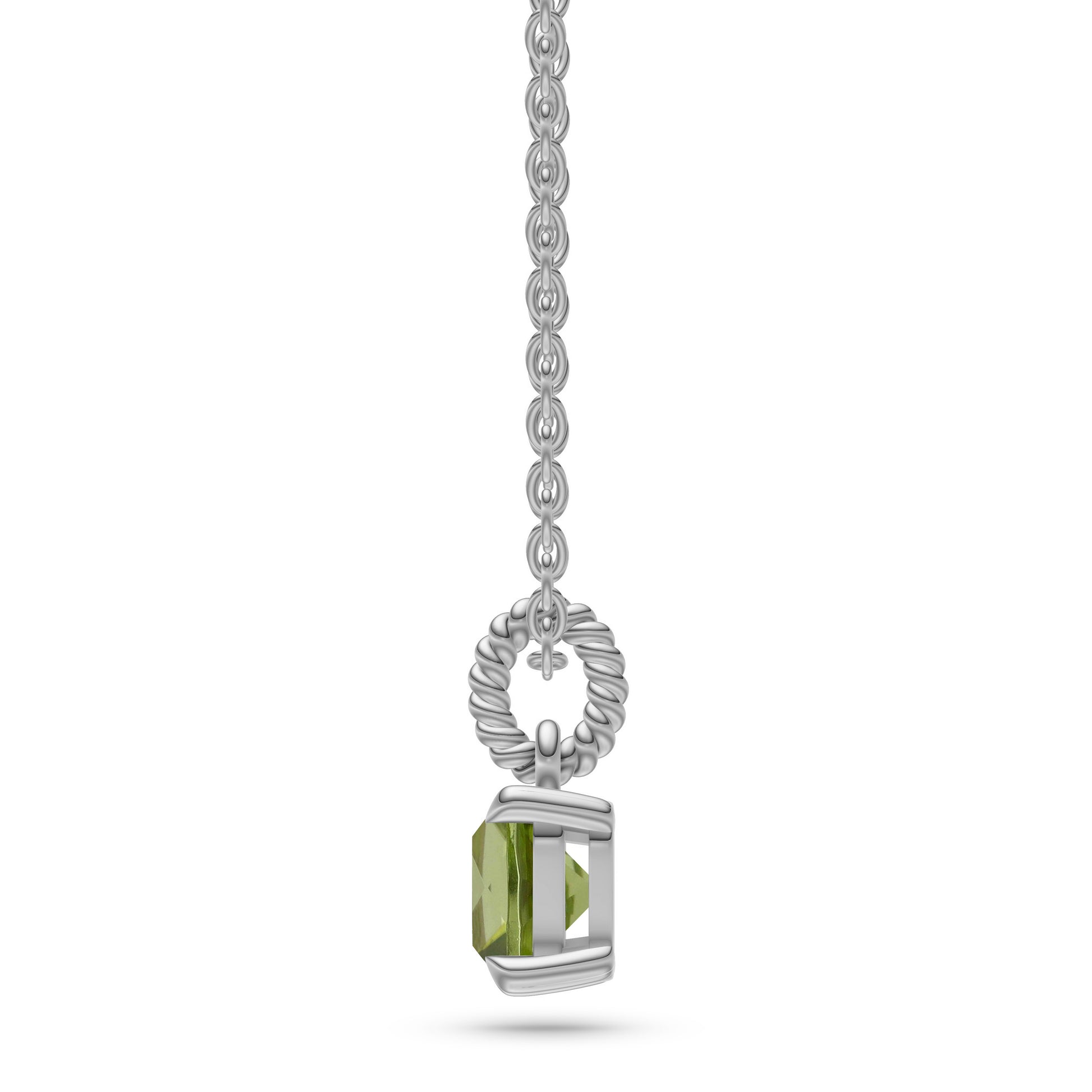 Cushion-Cut Peridot Necklace in 14K Gold