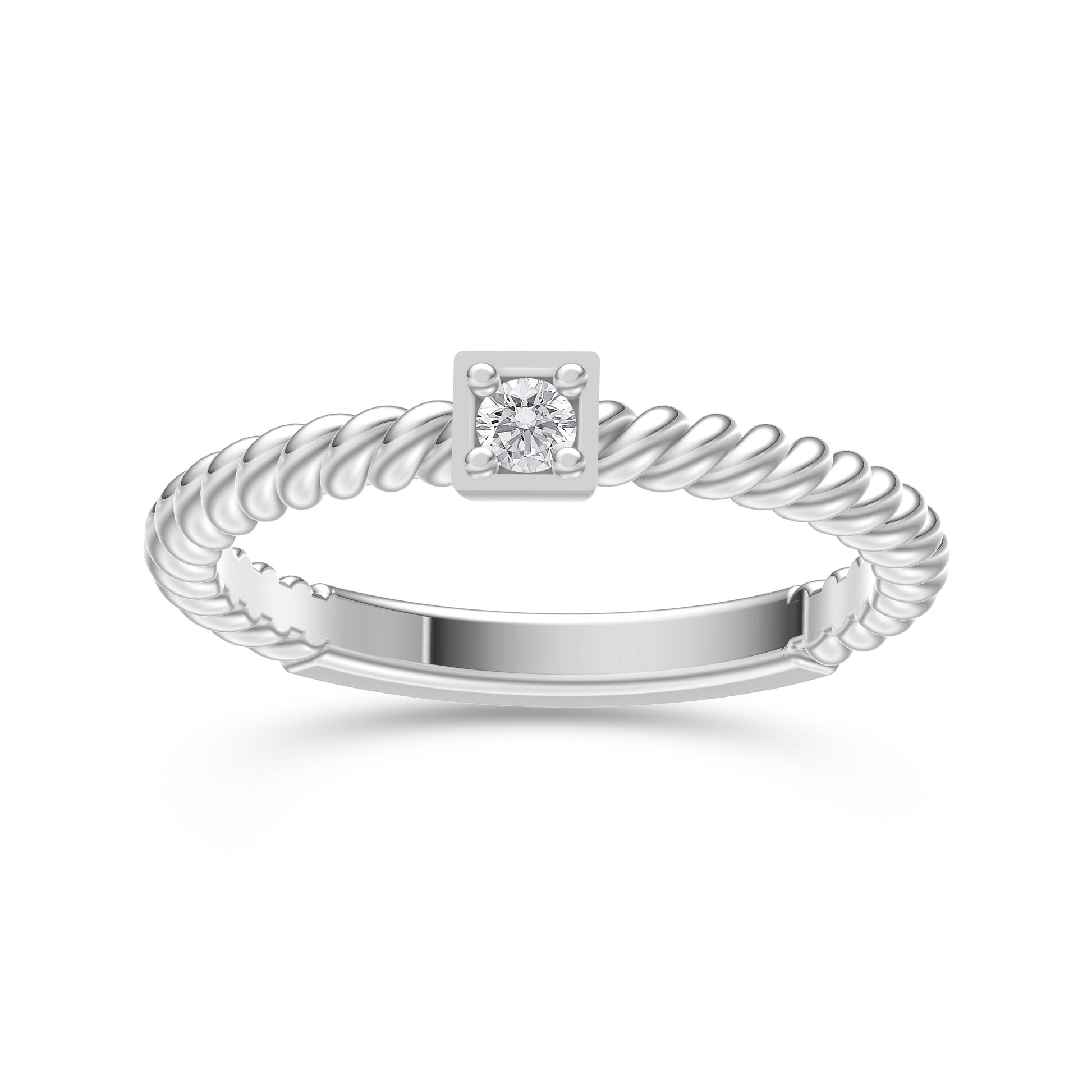 Twisted Diamond Round Stackable Ring in 14k Gold