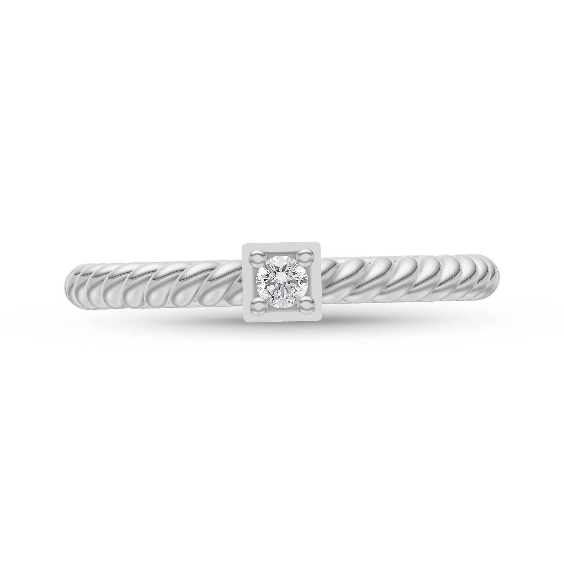 Twisted Diamond Round Stackable Ring in 14k Gold