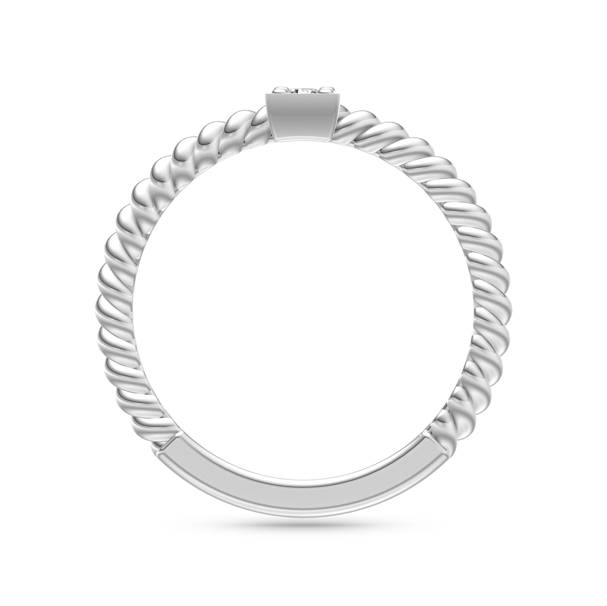 Twisted Diamond Round Stackable Ring in 14k Gold