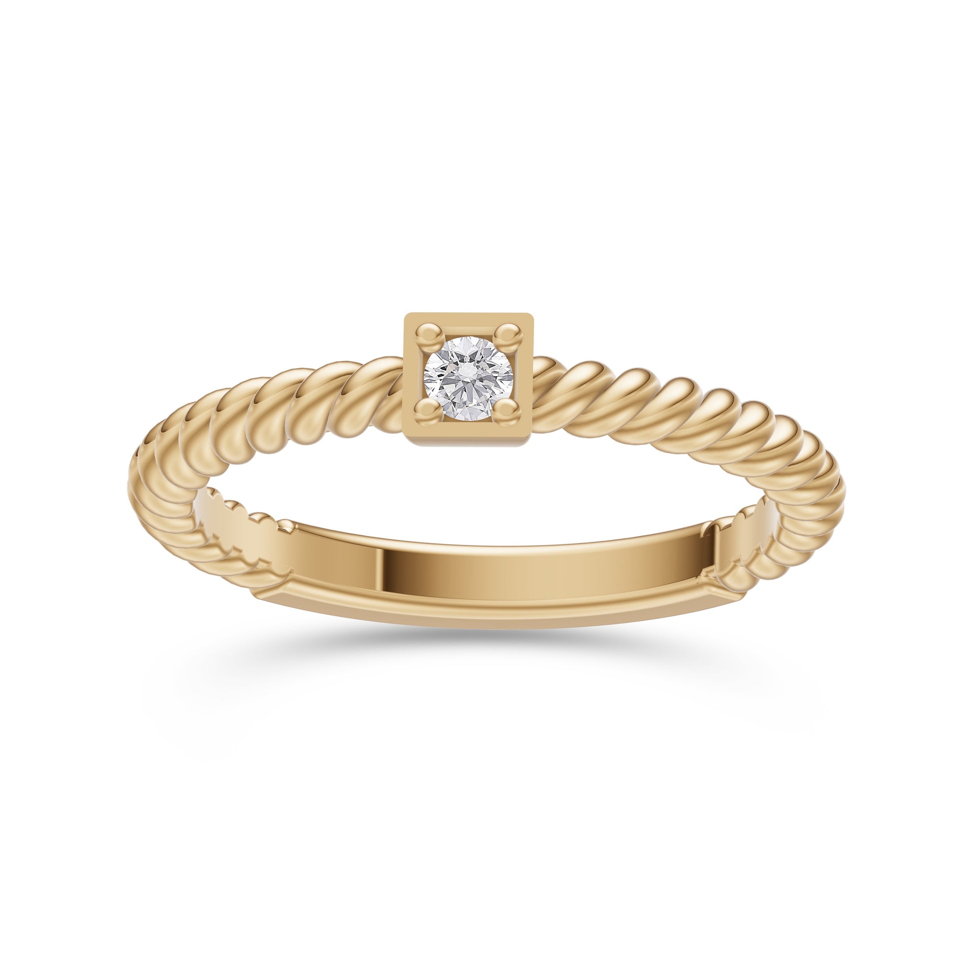 Twisted Diamond Round Stackable Ring in 14k Gold