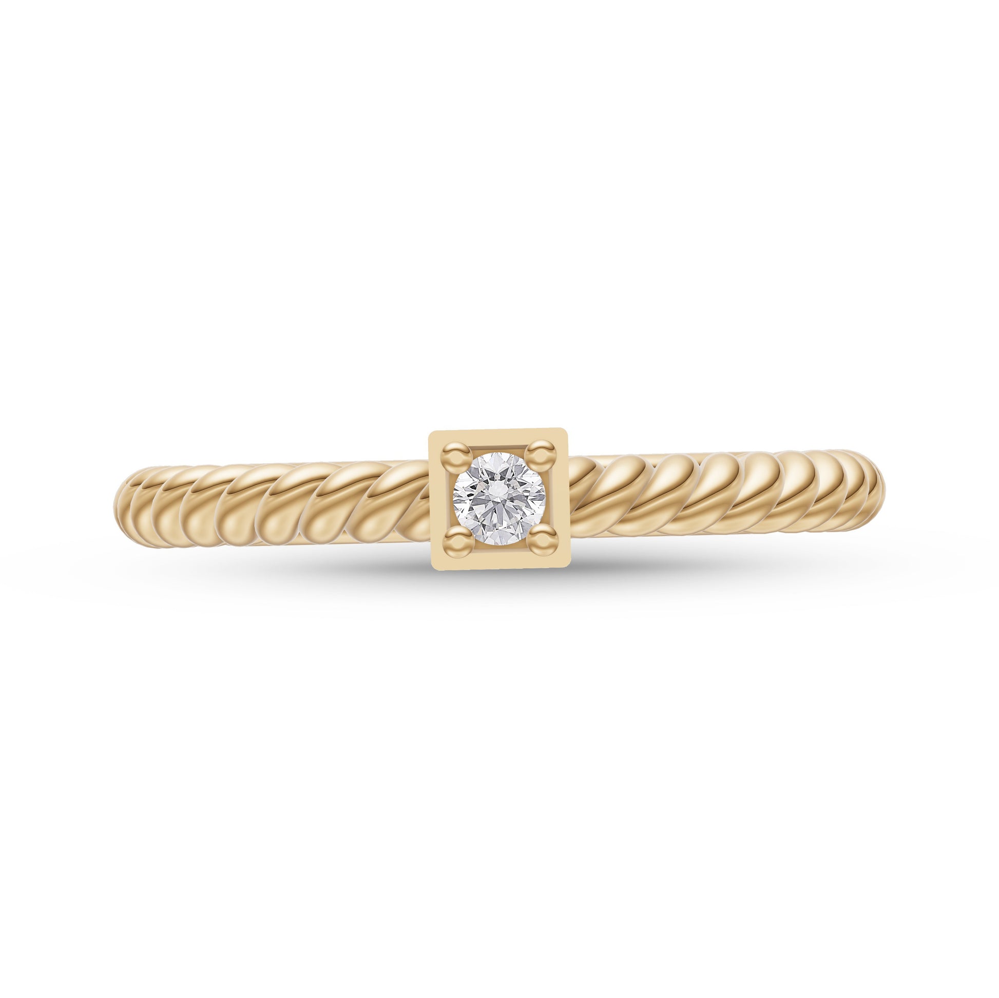 Twisted Diamond Round Stackable Ring in 14k Gold