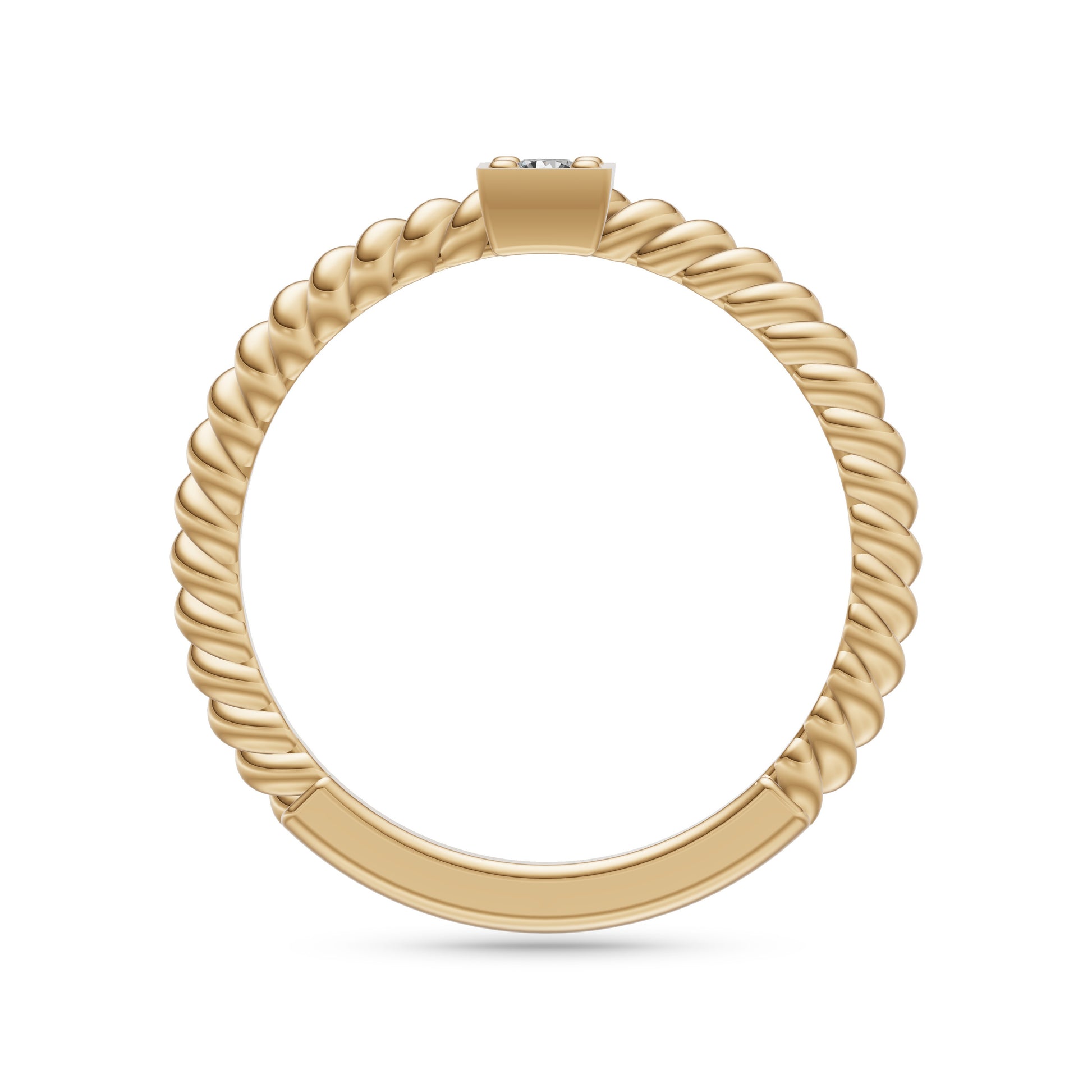 Twisted Diamond Round Stackable Ring in 14k Gold