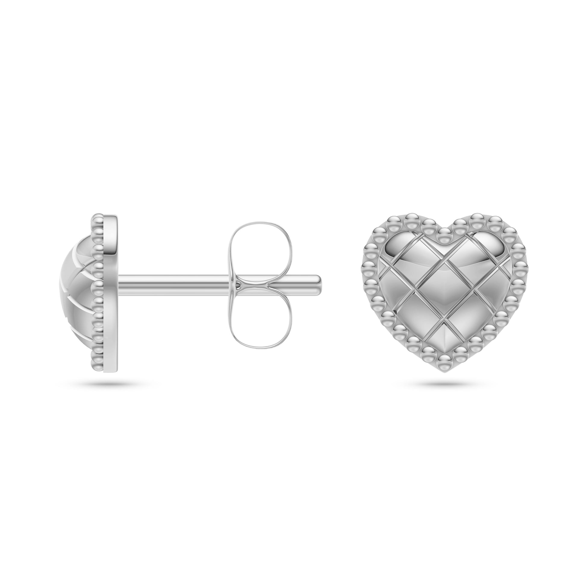 Vintage-Inspired Heart Stud Earrings in 14K Gold