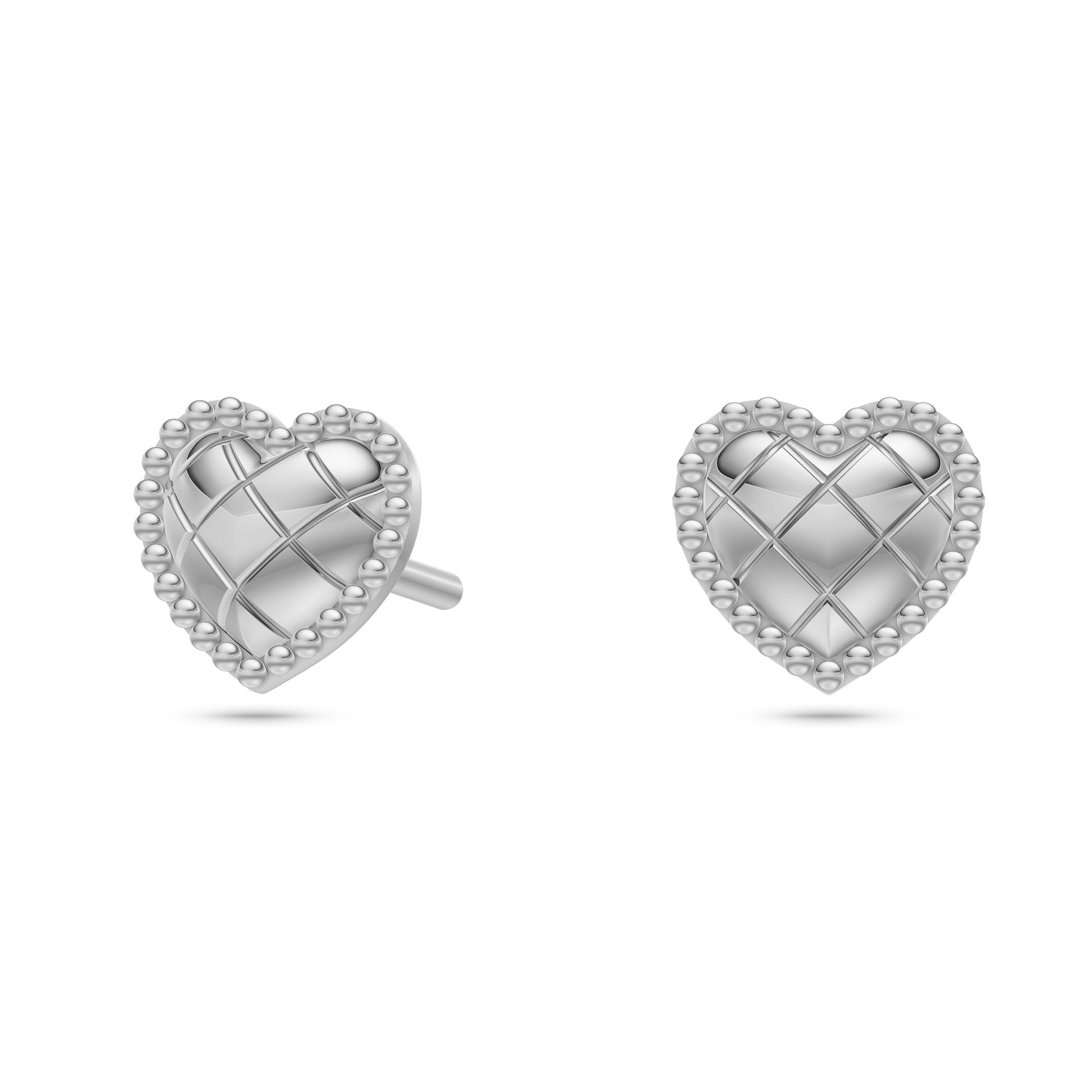Vintage-Inspired Heart Stud Earrings in 14K Gold