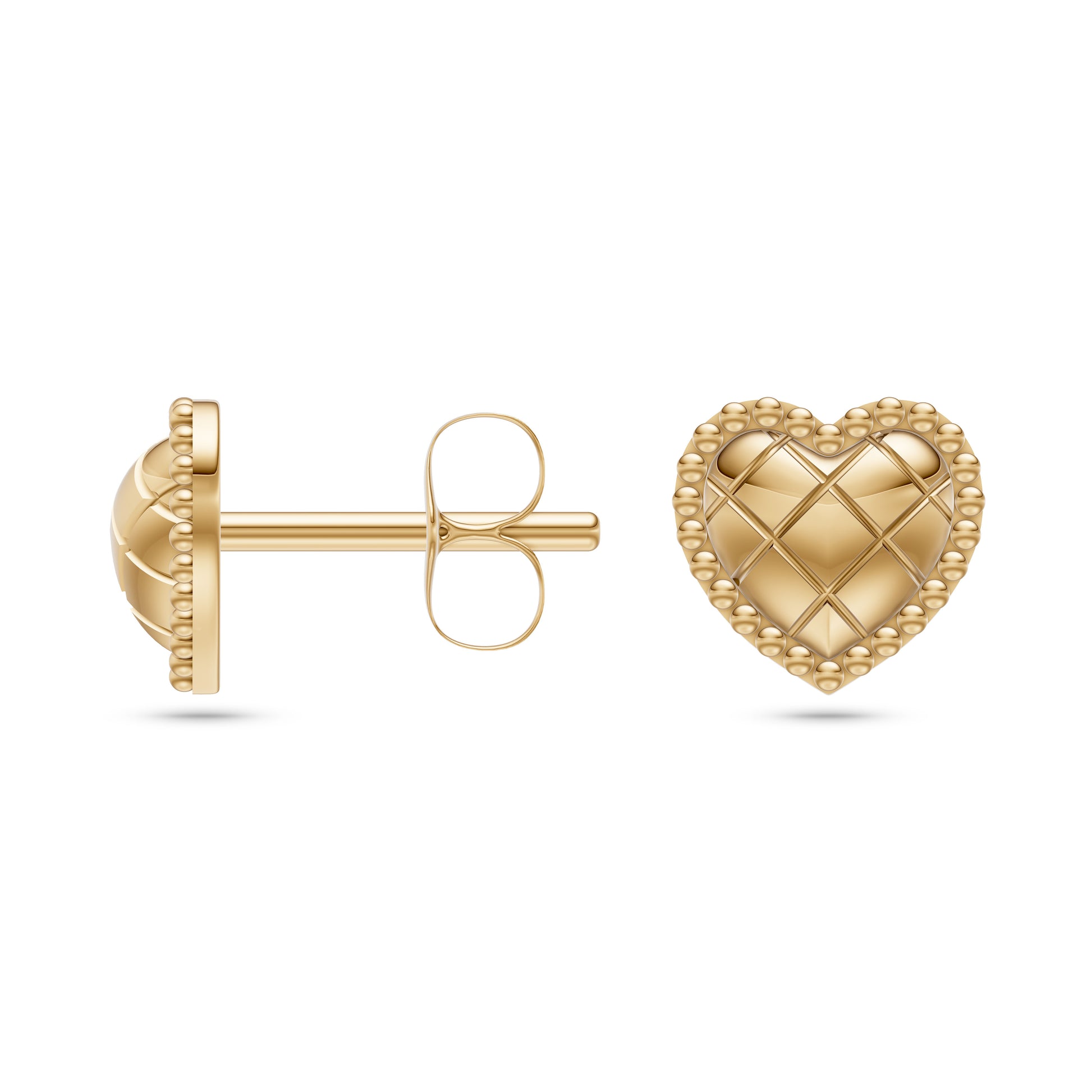 Vintage-Inspired Heart Stud Earrings in 14K Gold