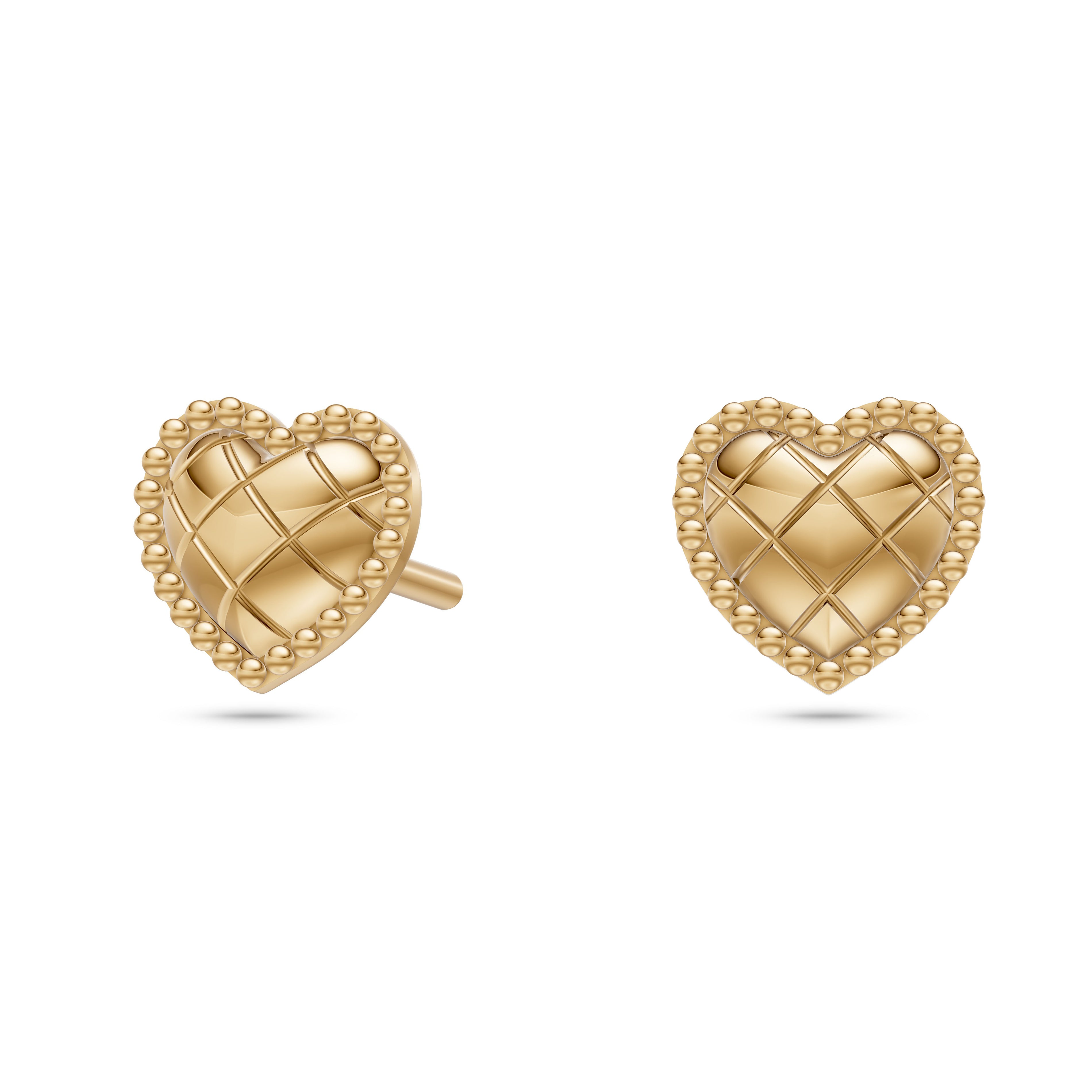 Vintage-Inspired Heart Stud Earrings in 14K Gold