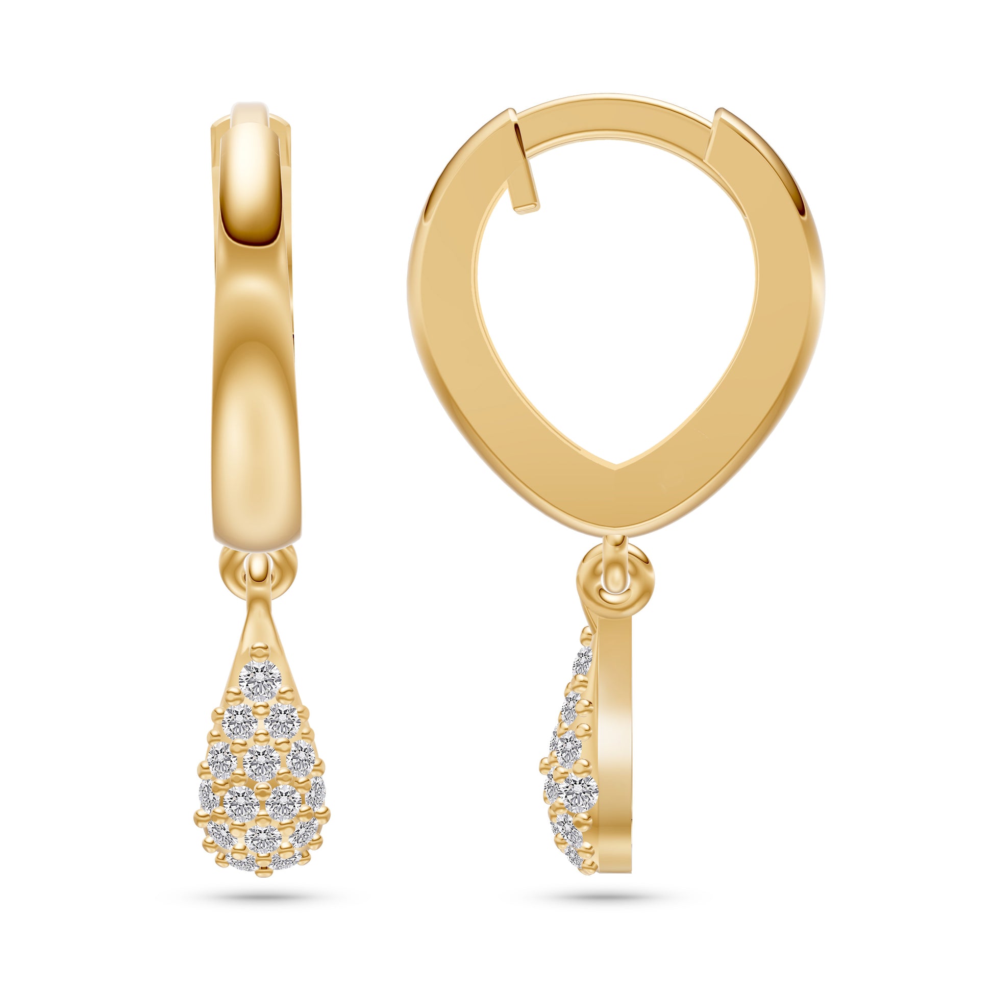 Pear-Shape Diamond Drop Earrings in 14K Gold