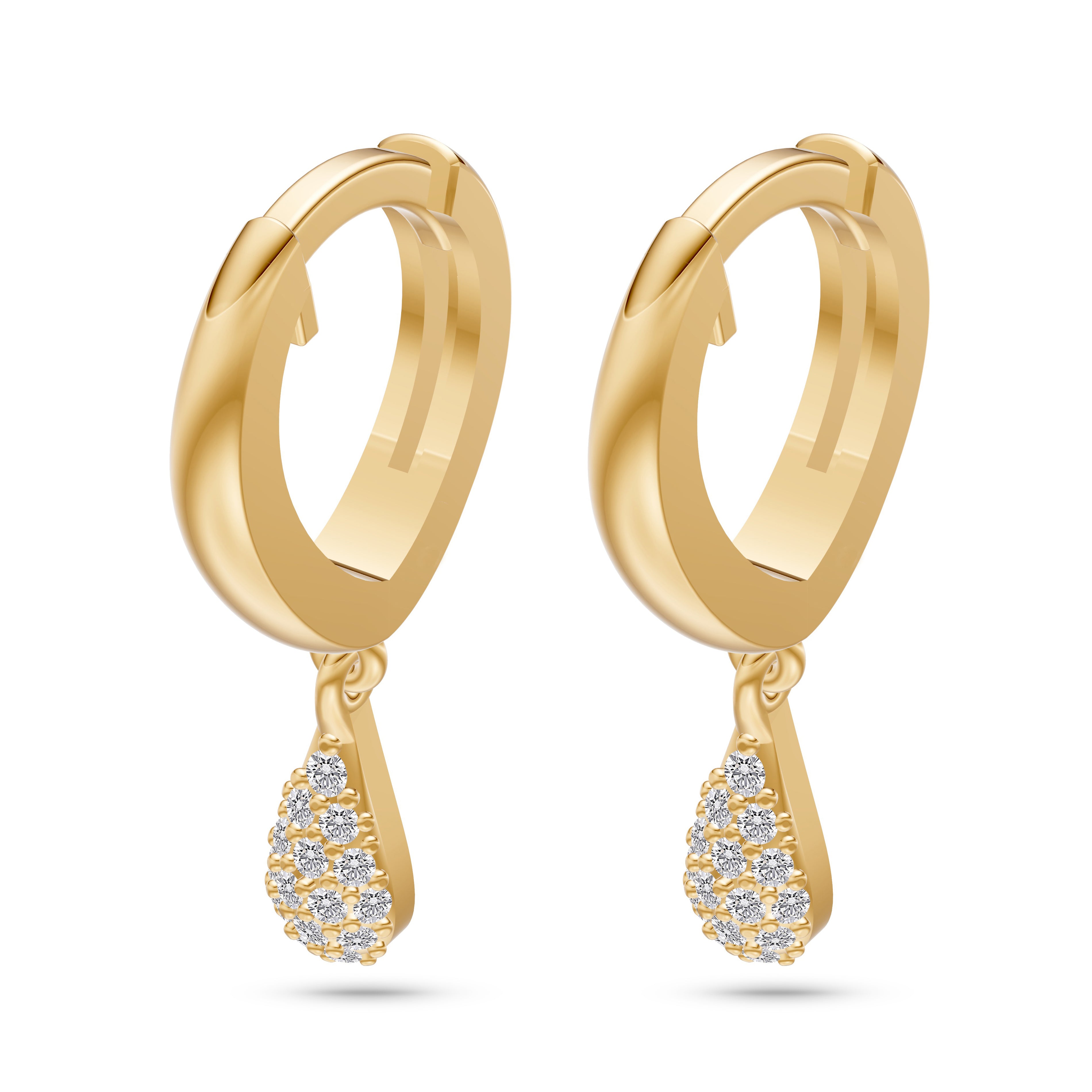 Pear-Shape Diamond Drop Earrings in 14K Gold