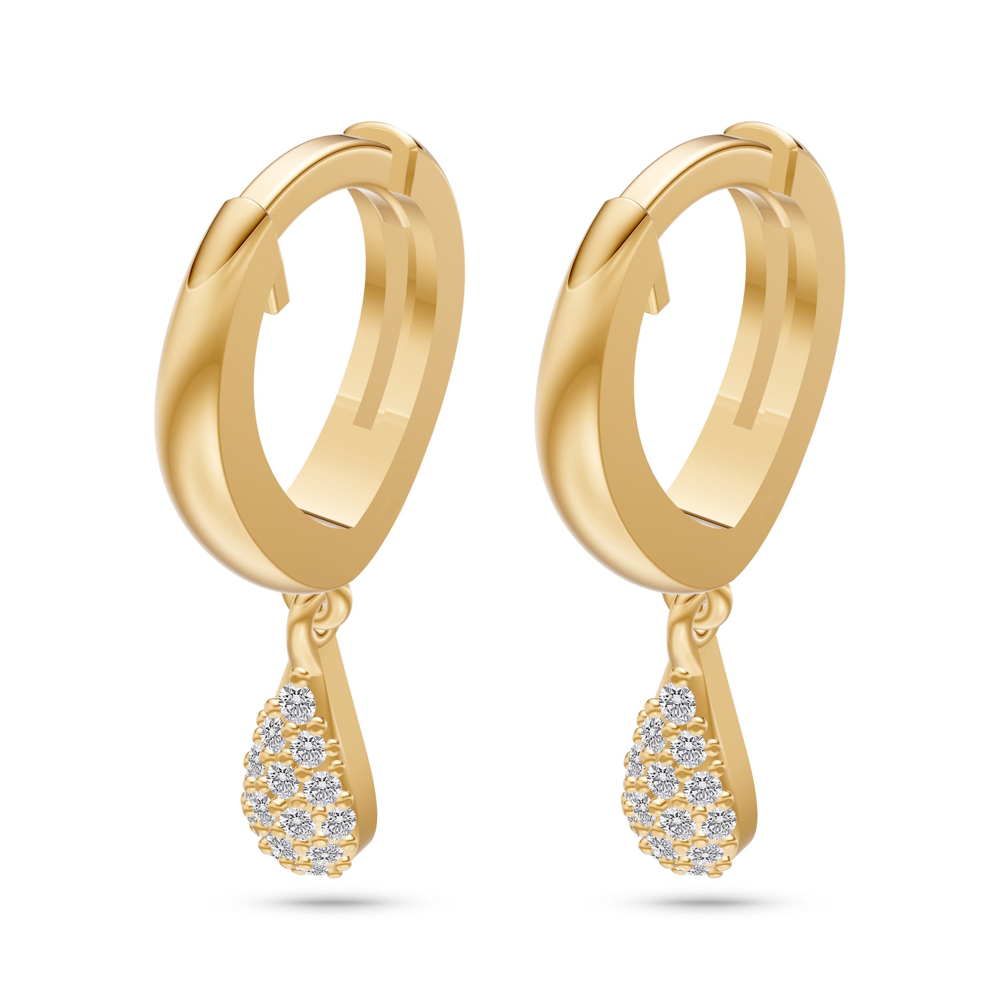 Pear-Shape Diamond Drop Earrings in 14K Gold