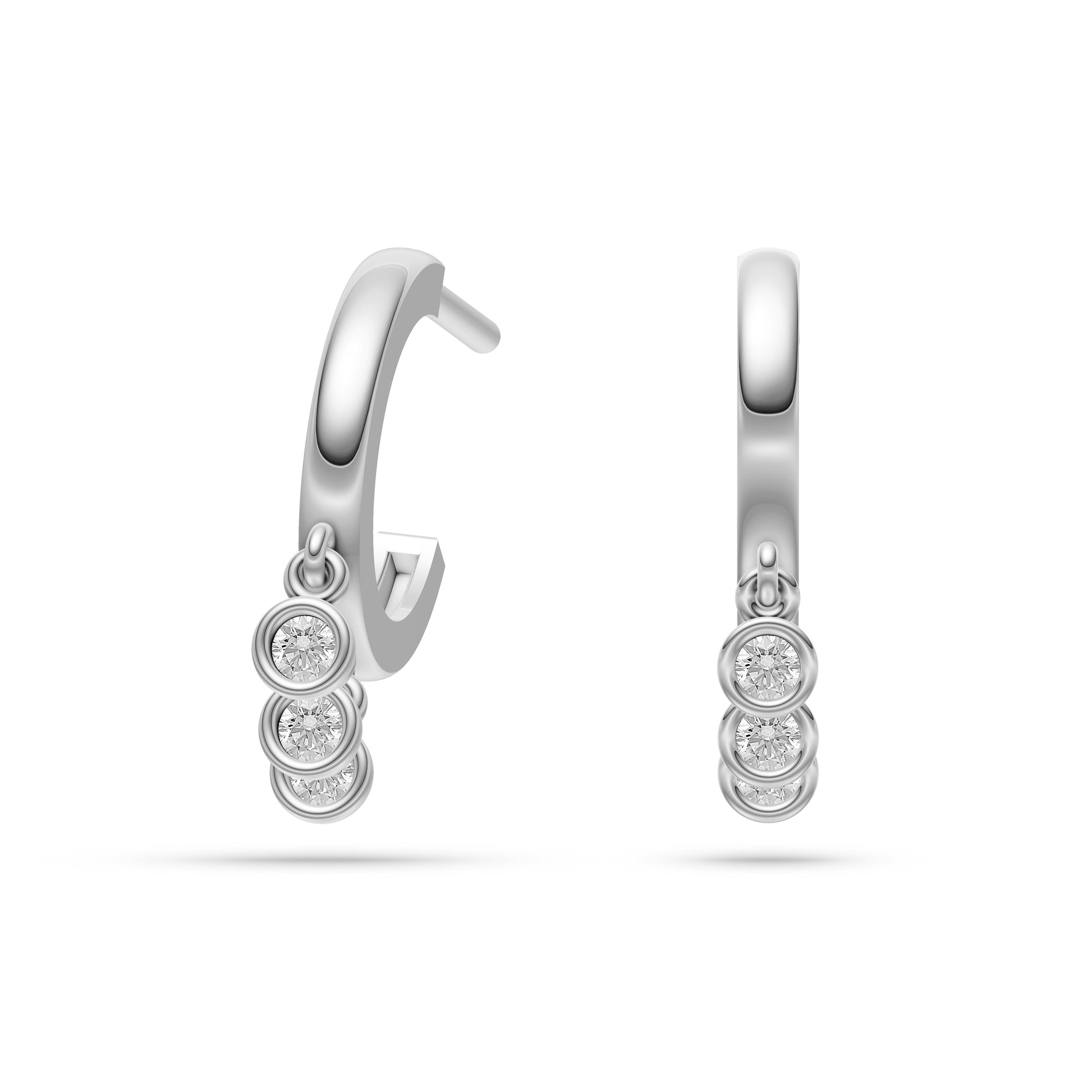 Diamond Triple Charm Earrings In 14K Gold