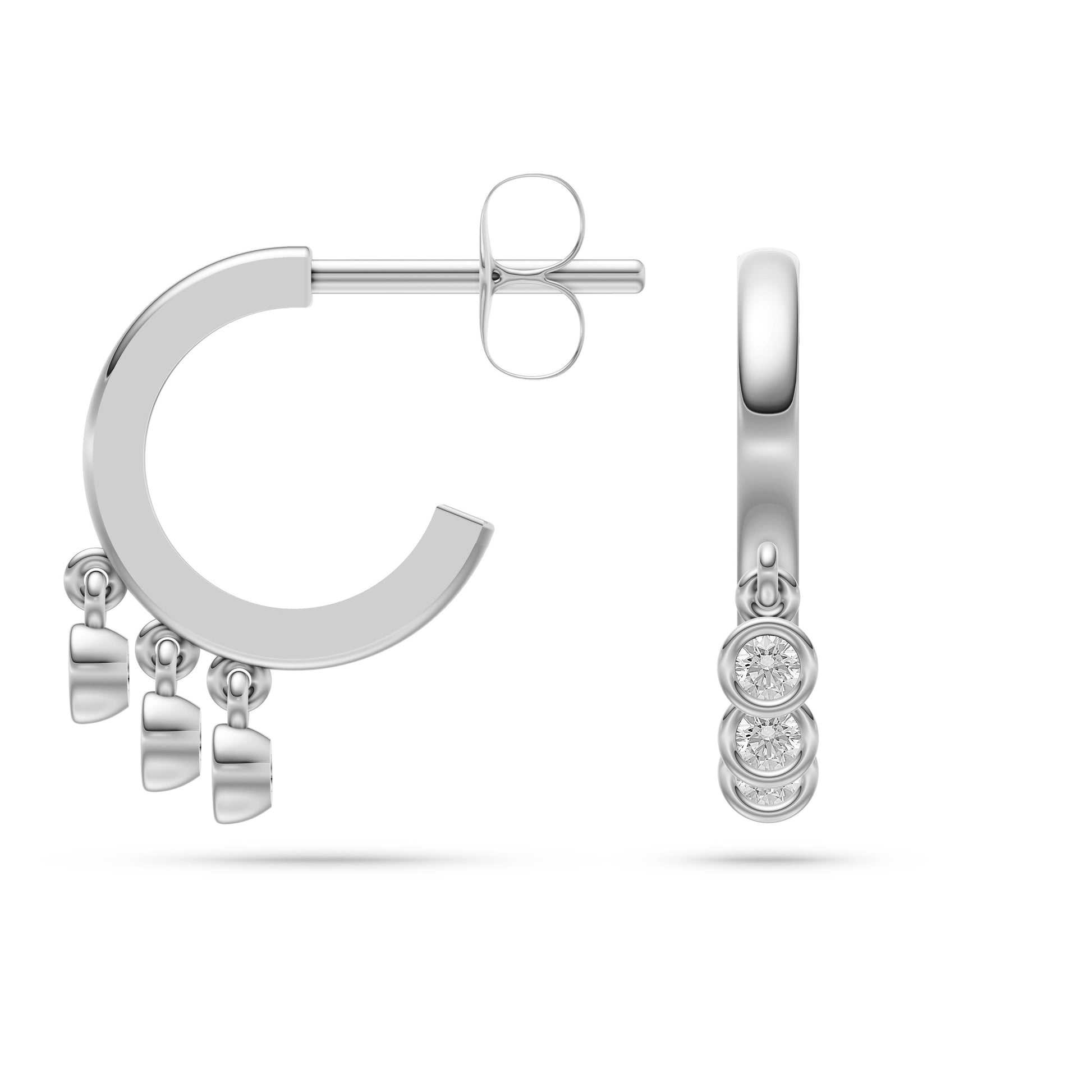 Diamond Triple Charm Earrings In 14K Gold