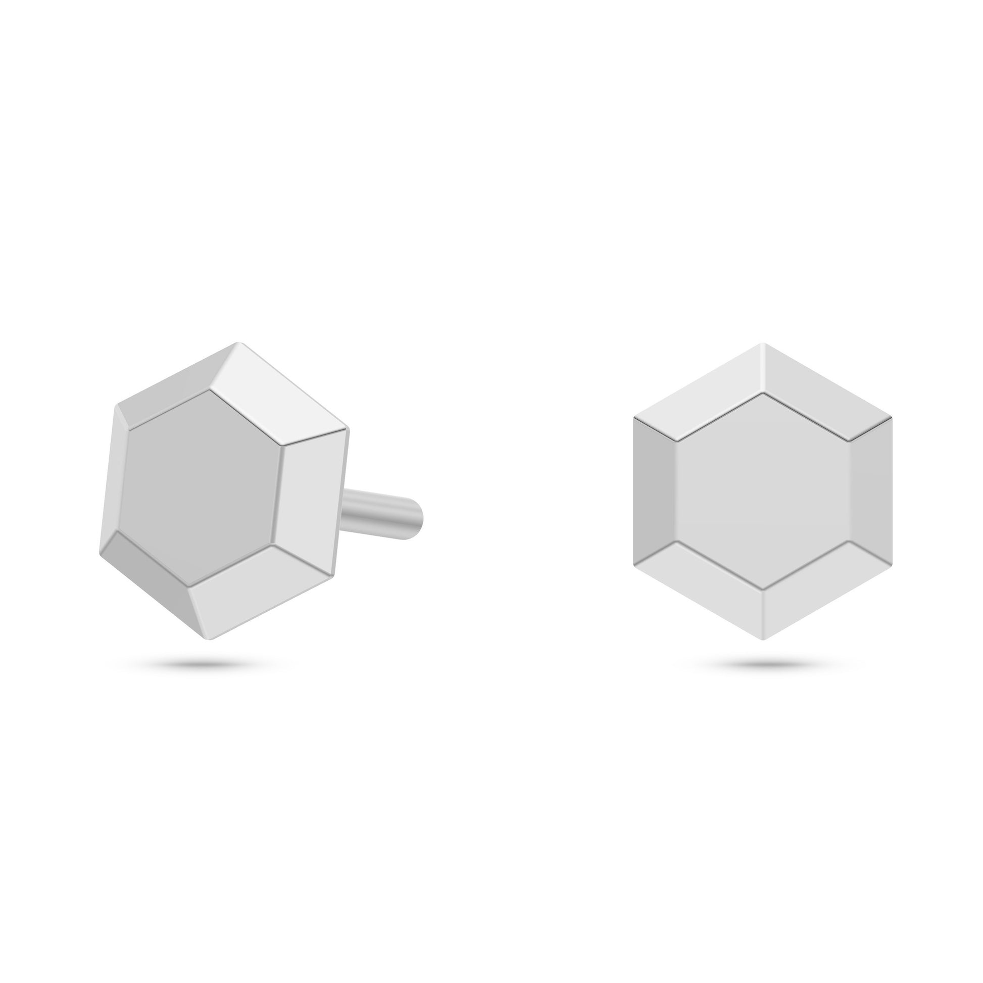 Geometric Hexagon Stud Earrings in 14K Gold