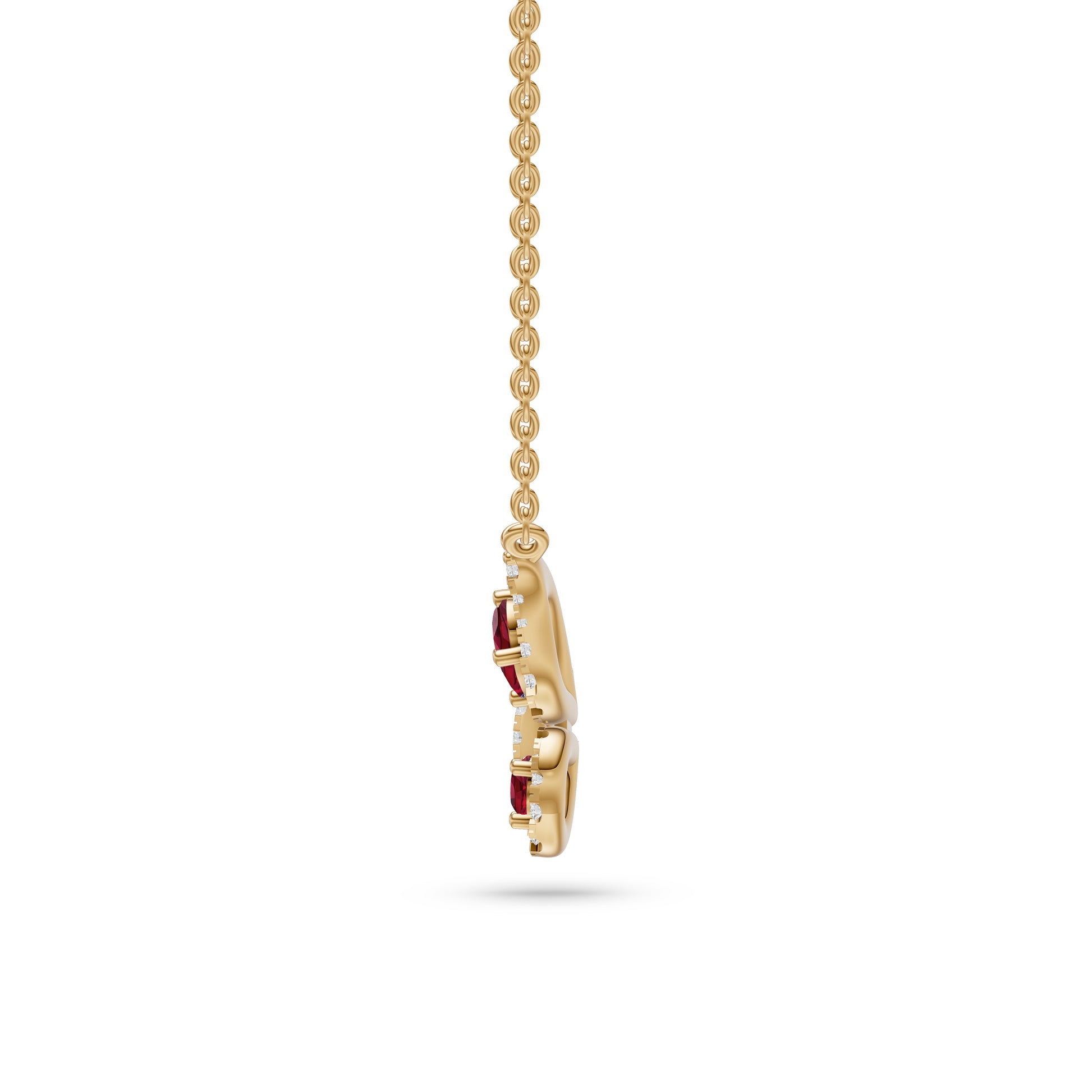 Ruby Butterfly Diamond Necklace in 18K Gold
