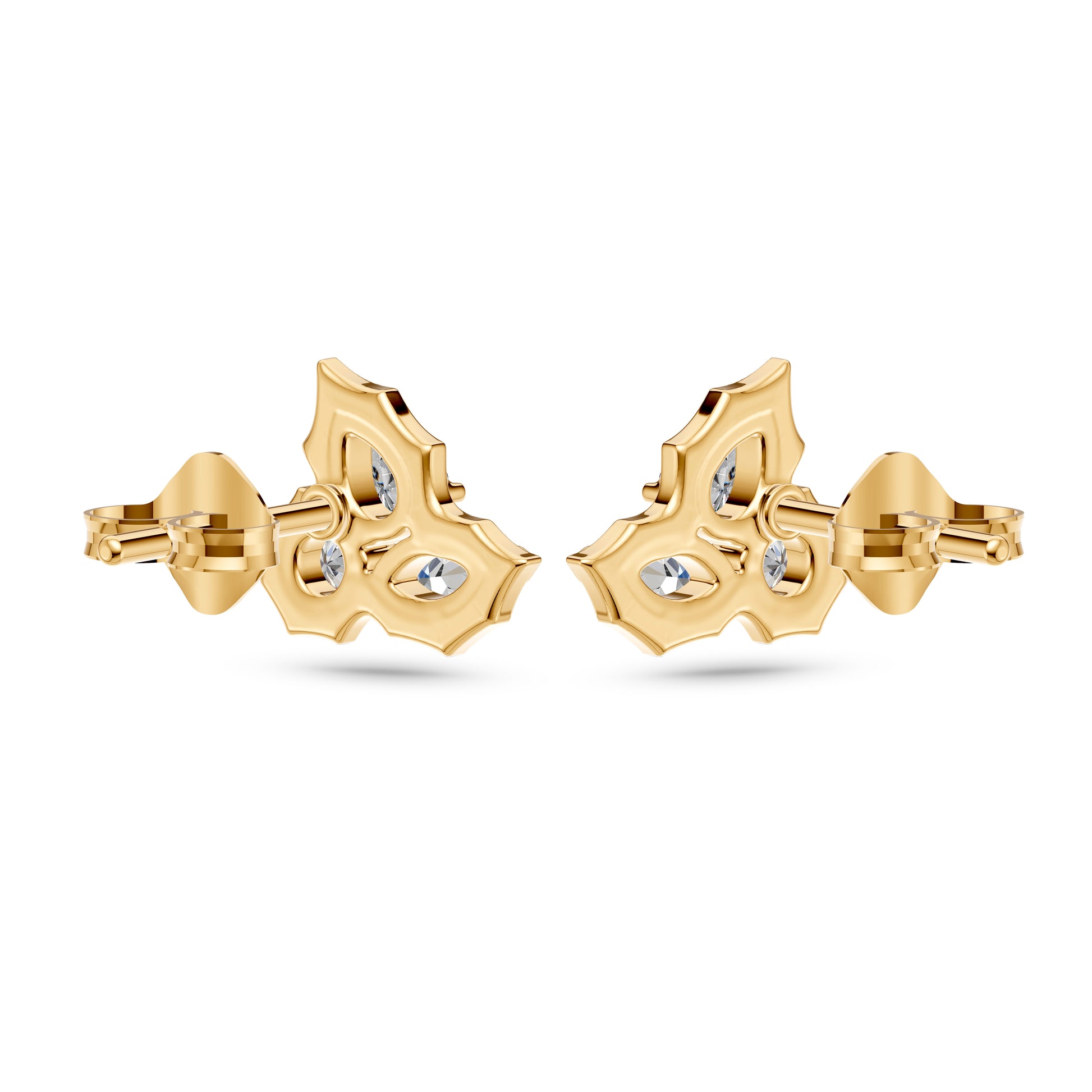 Diamond Petal Cluster Stud Earrings in 14K Gold