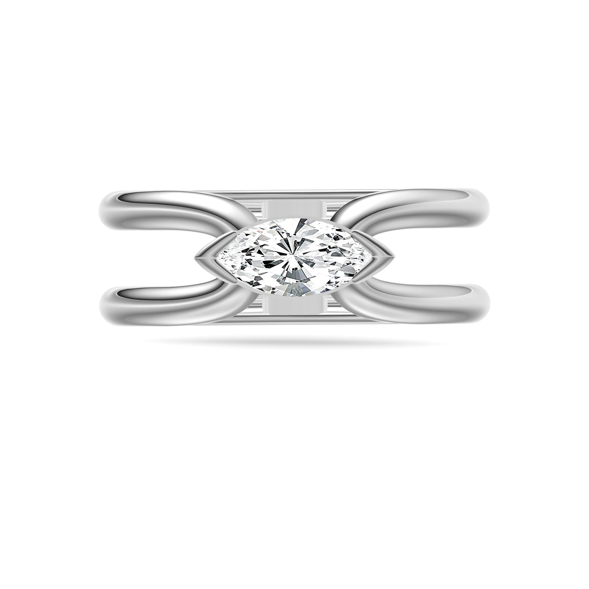 East-West Marquise Diamond Ring in 14K Gold