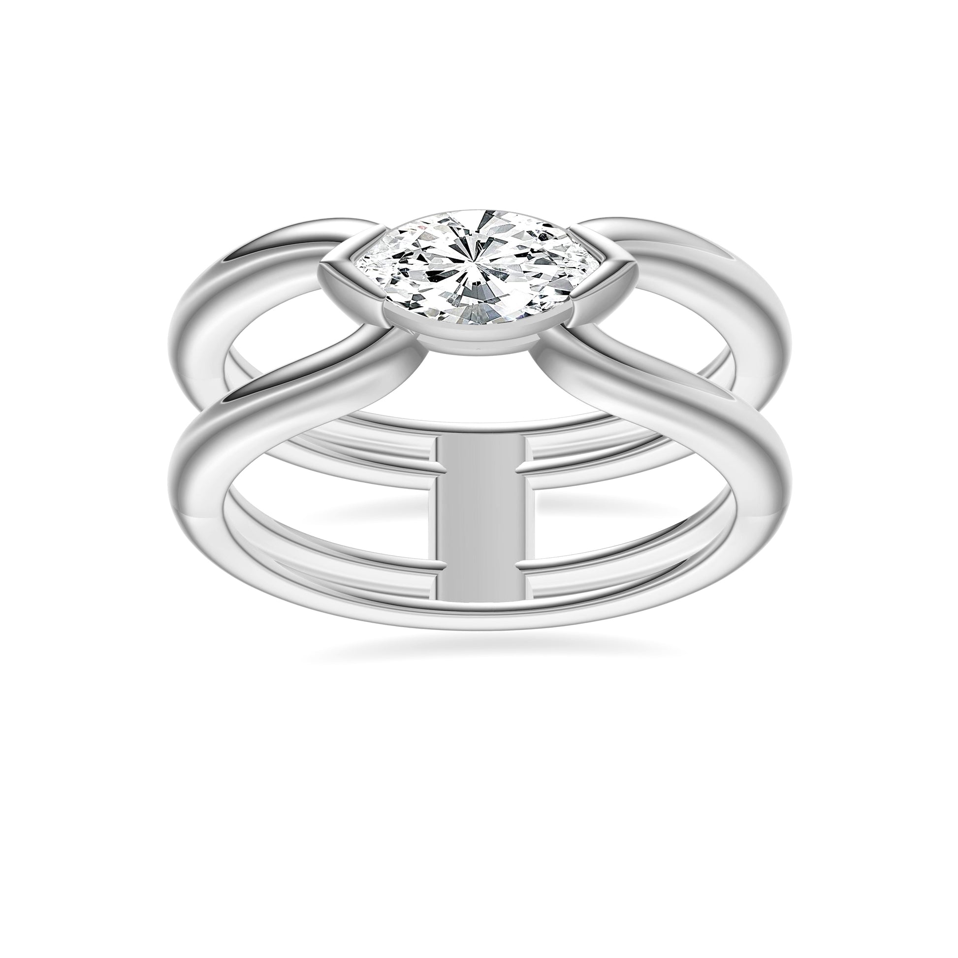 East-West Marquise Diamond Ring in 14K Gold