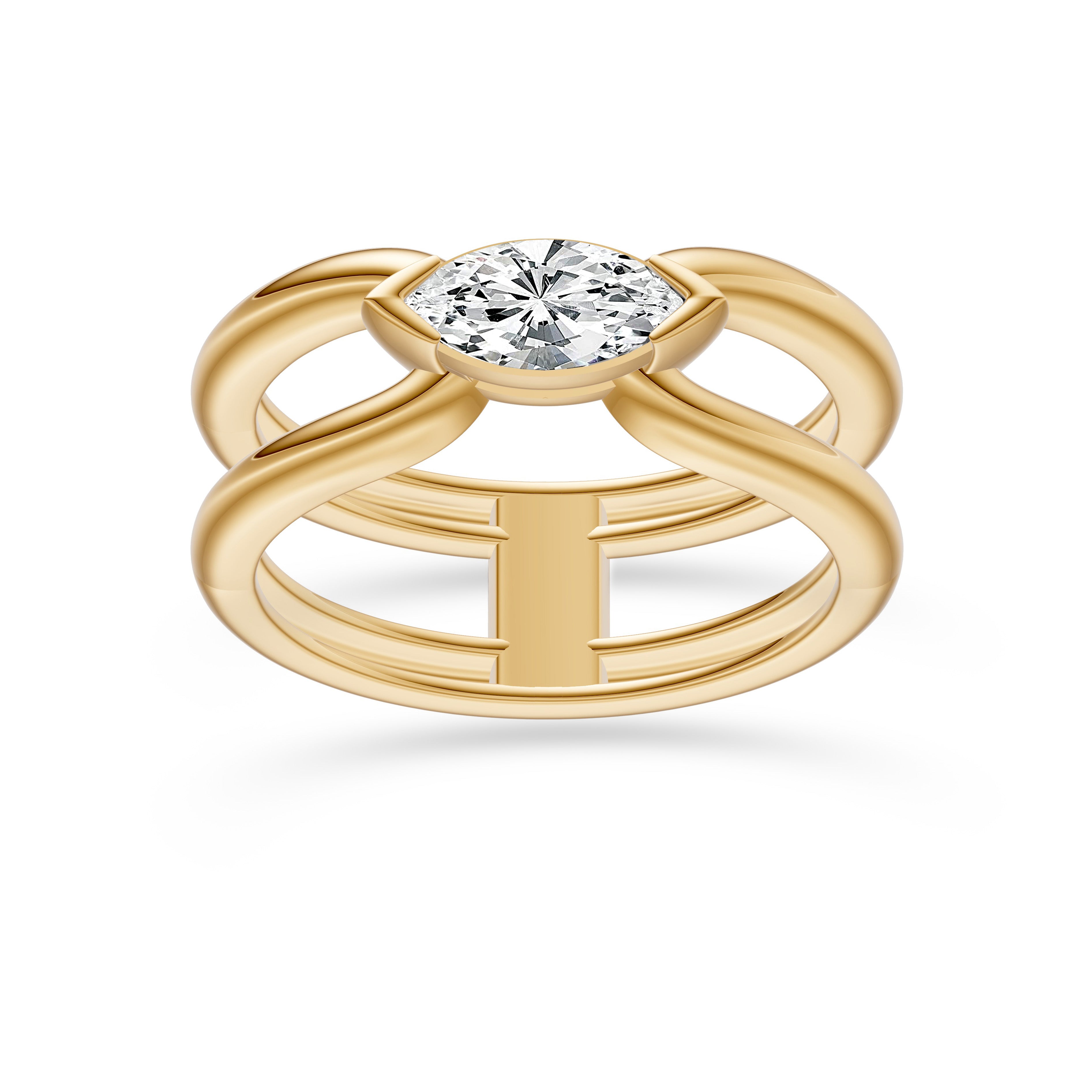 East-West Marquise Diamond Ring in 14K Gold
