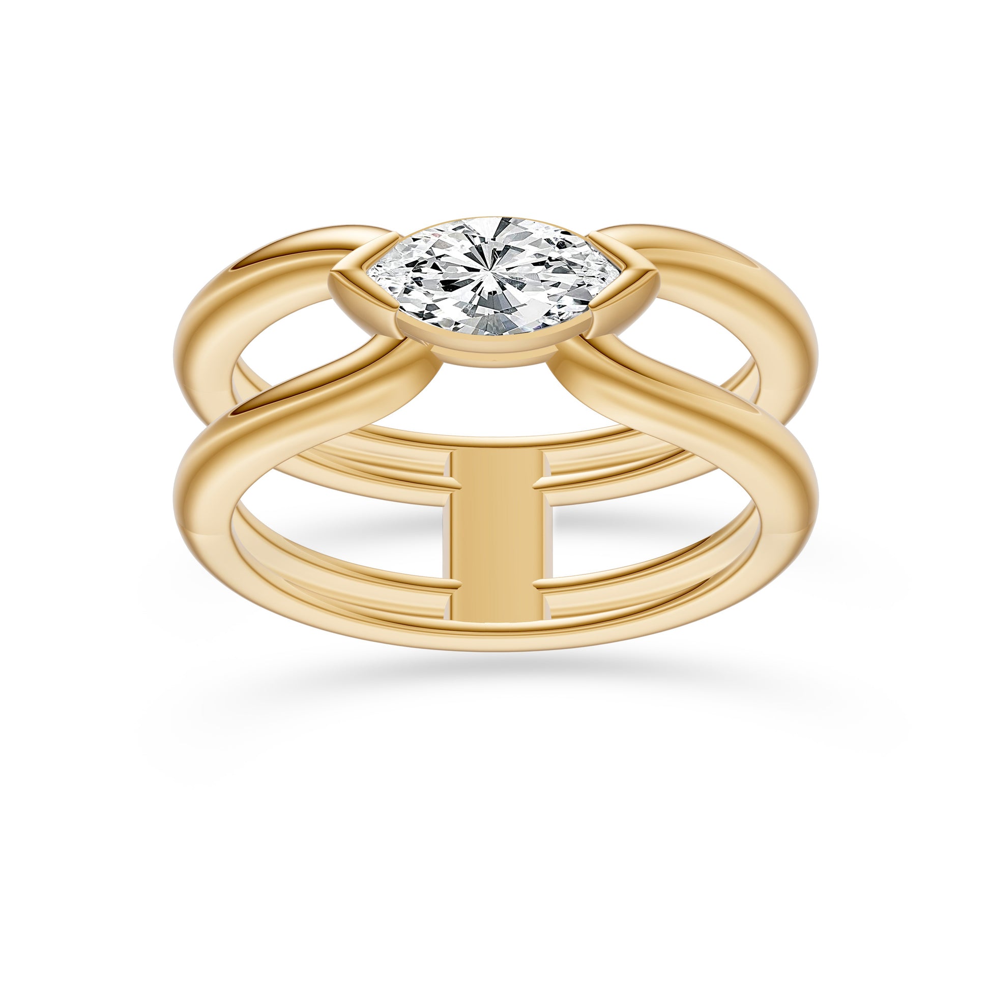 East-West Marquise Diamond Ring in 14K Gold