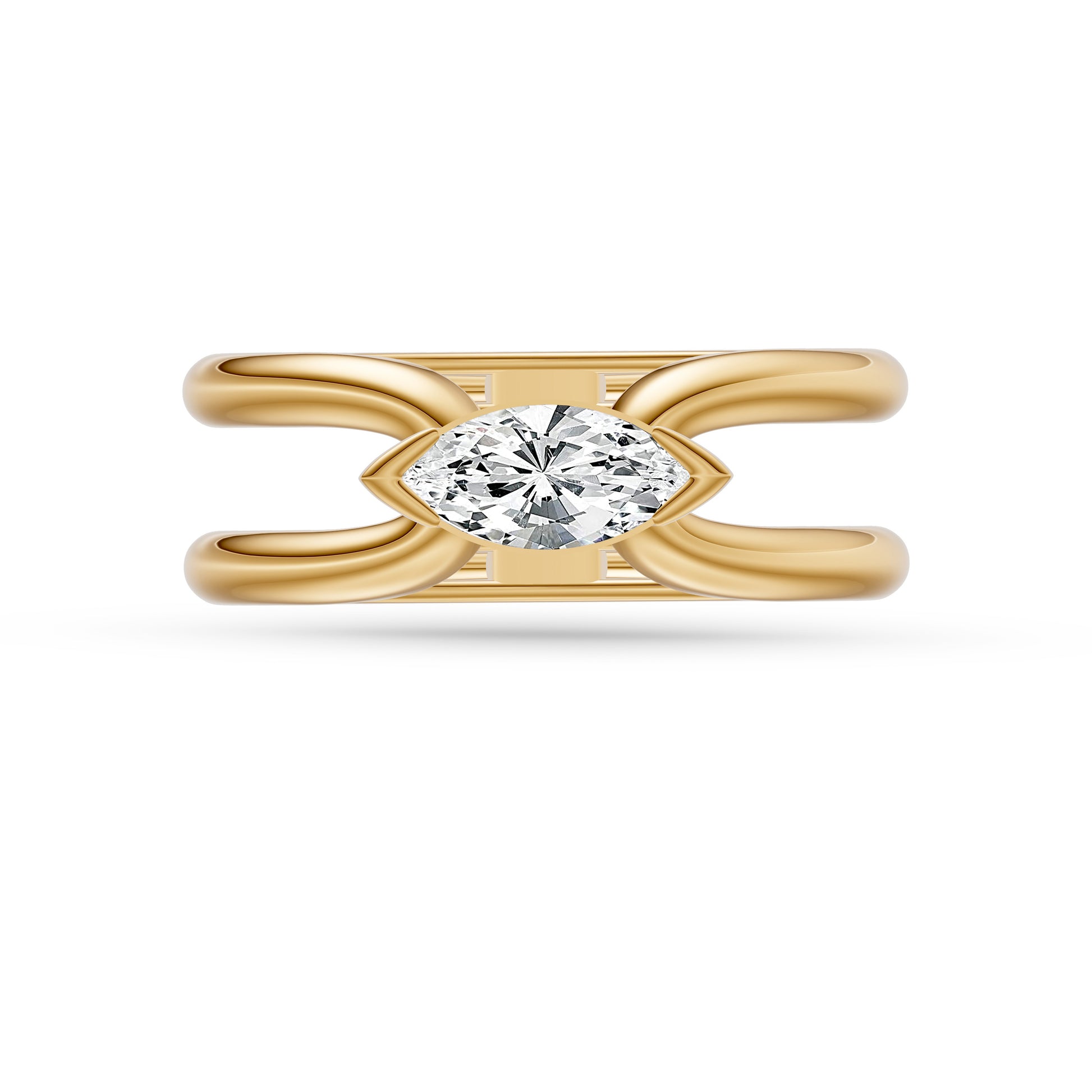 East-West Marquise Diamond Ring in 14K Gold