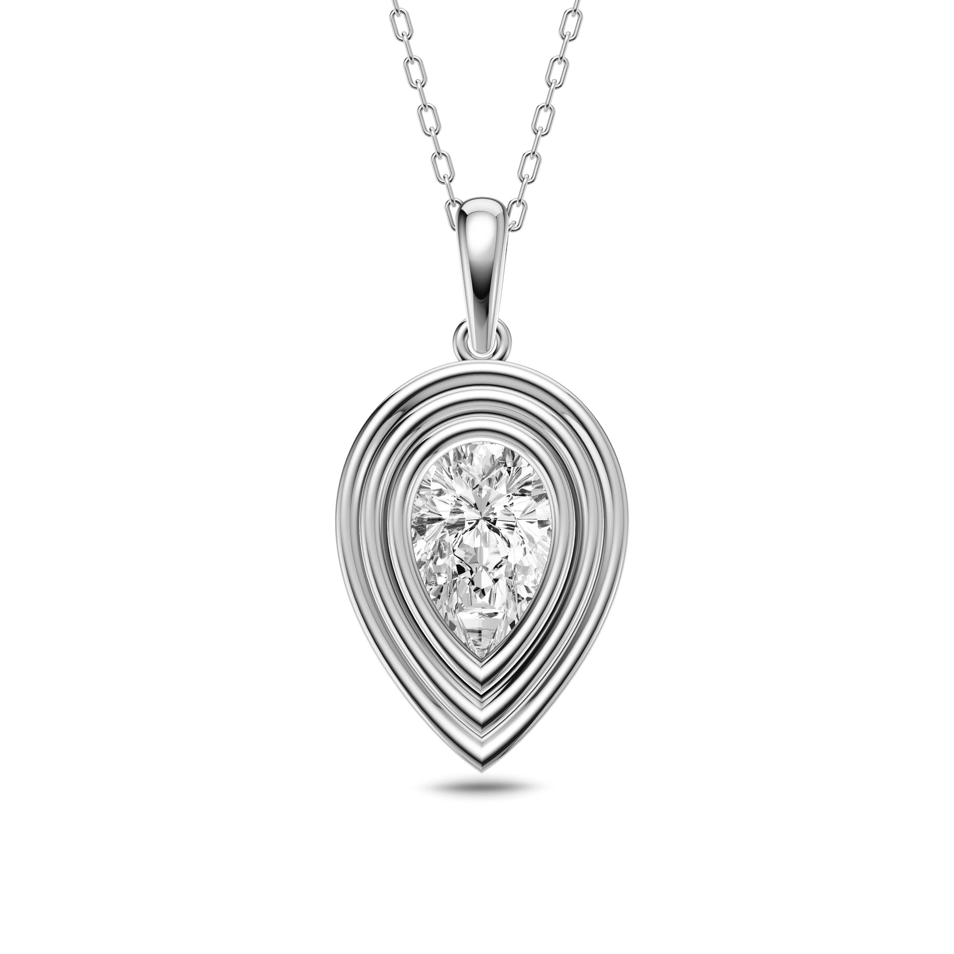 Pear Shape Diamond Multi-Frame Necklace in 14K Gold