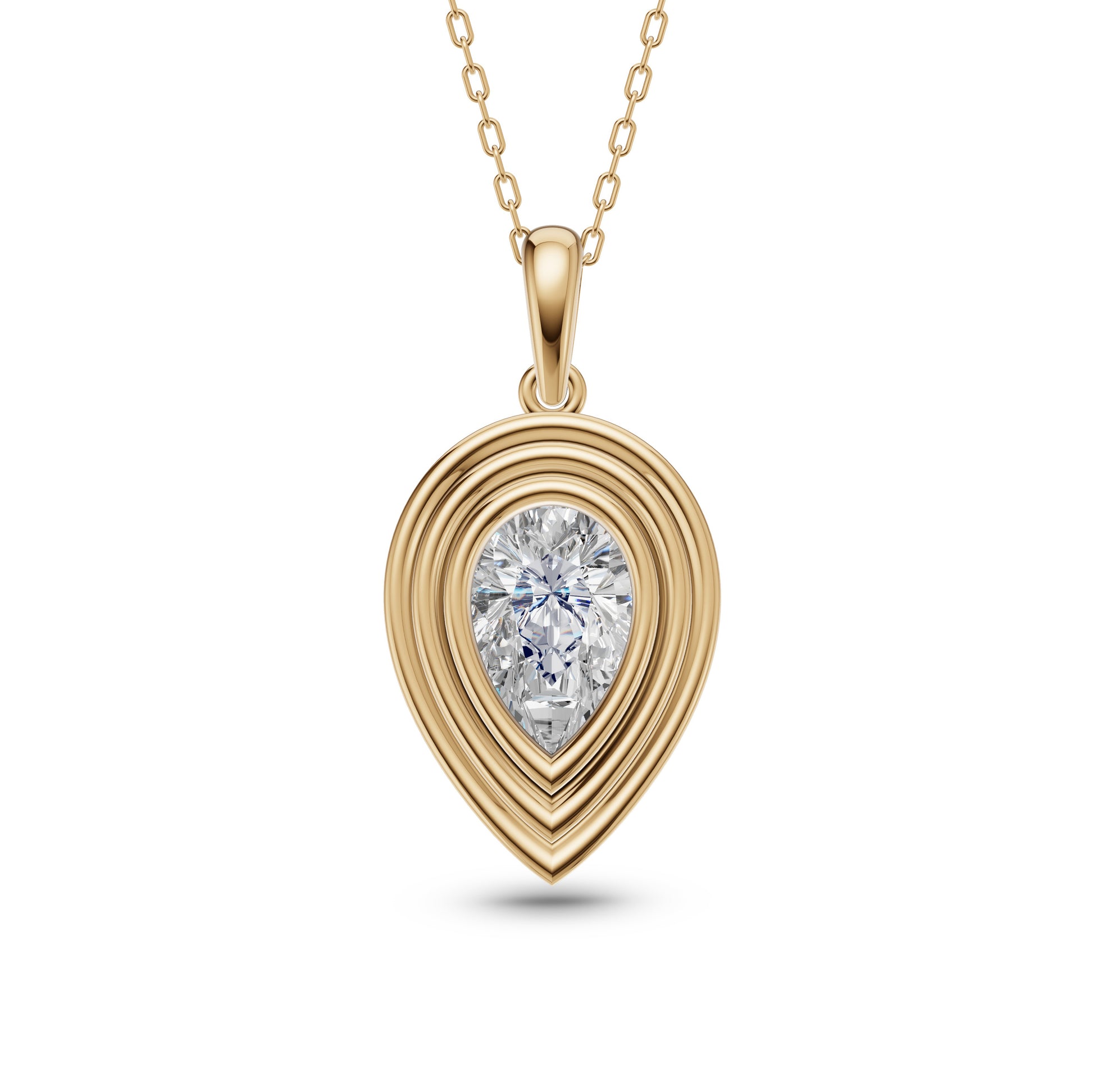 Pear Shape Diamond Multi-Frame Necklace in 14K Gold