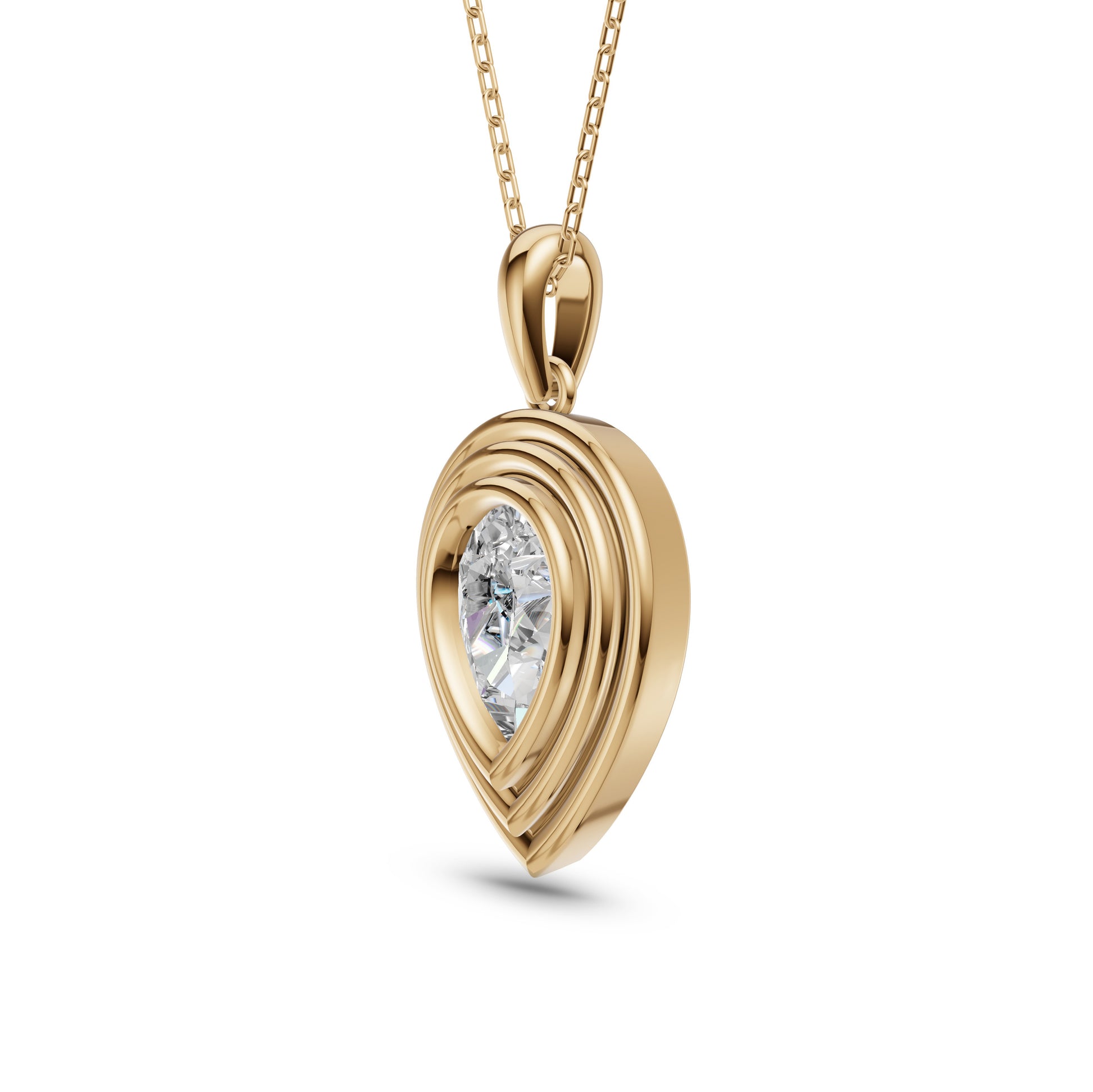 Pear Shape Diamond Multi-Frame Necklace in 14K Gold