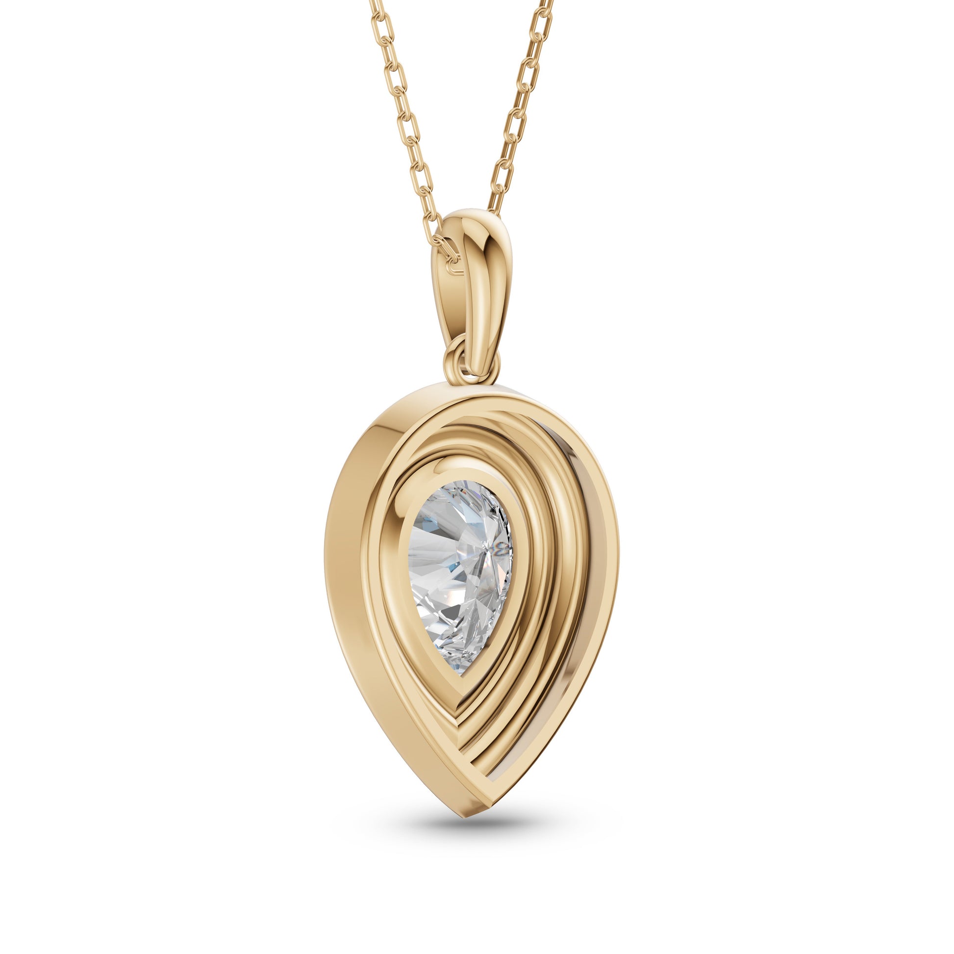 Pear Shape Diamond Multi-Frame Necklace in 14K Gold