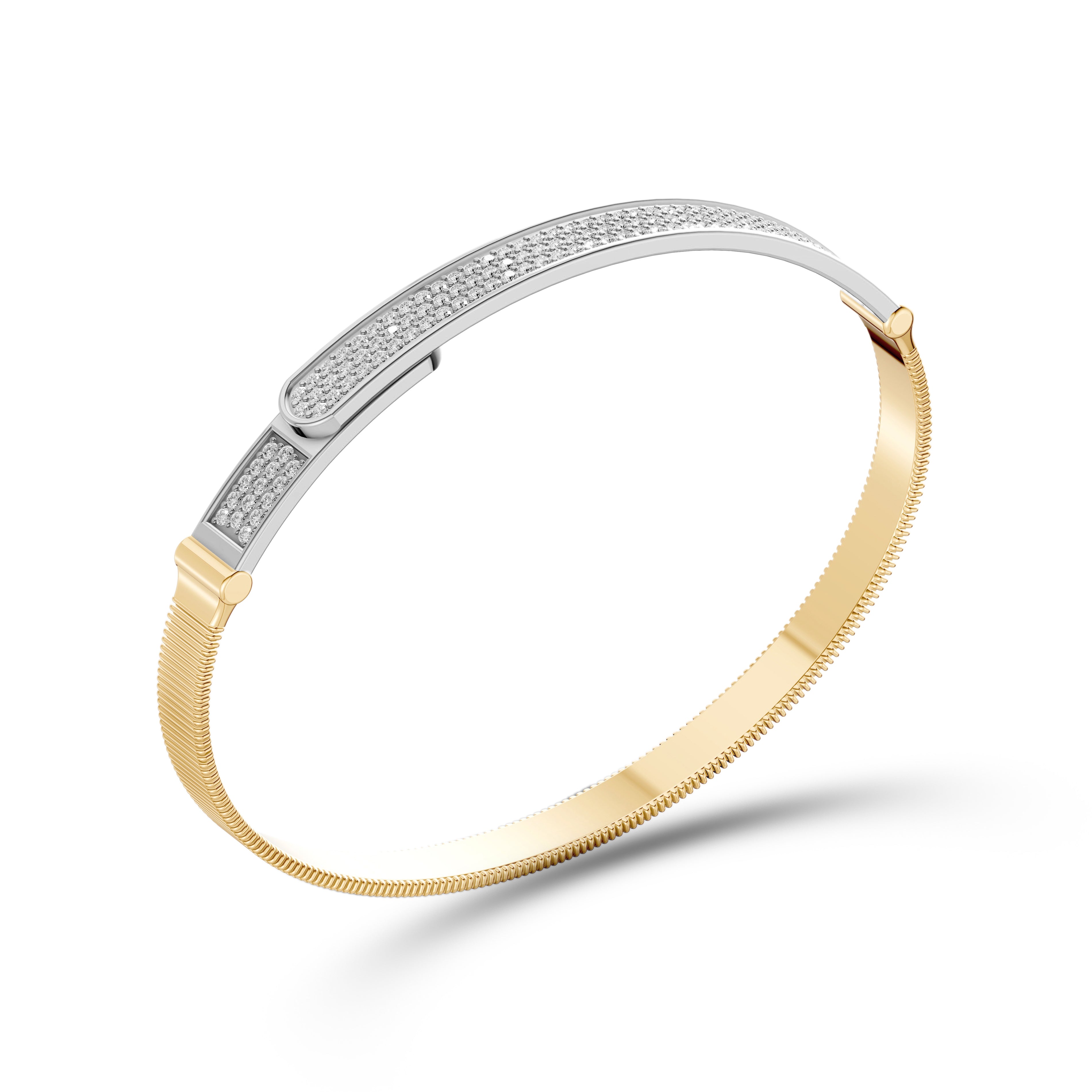 Two-Tone Gold Pavé Diamond Bangle Bracelet
