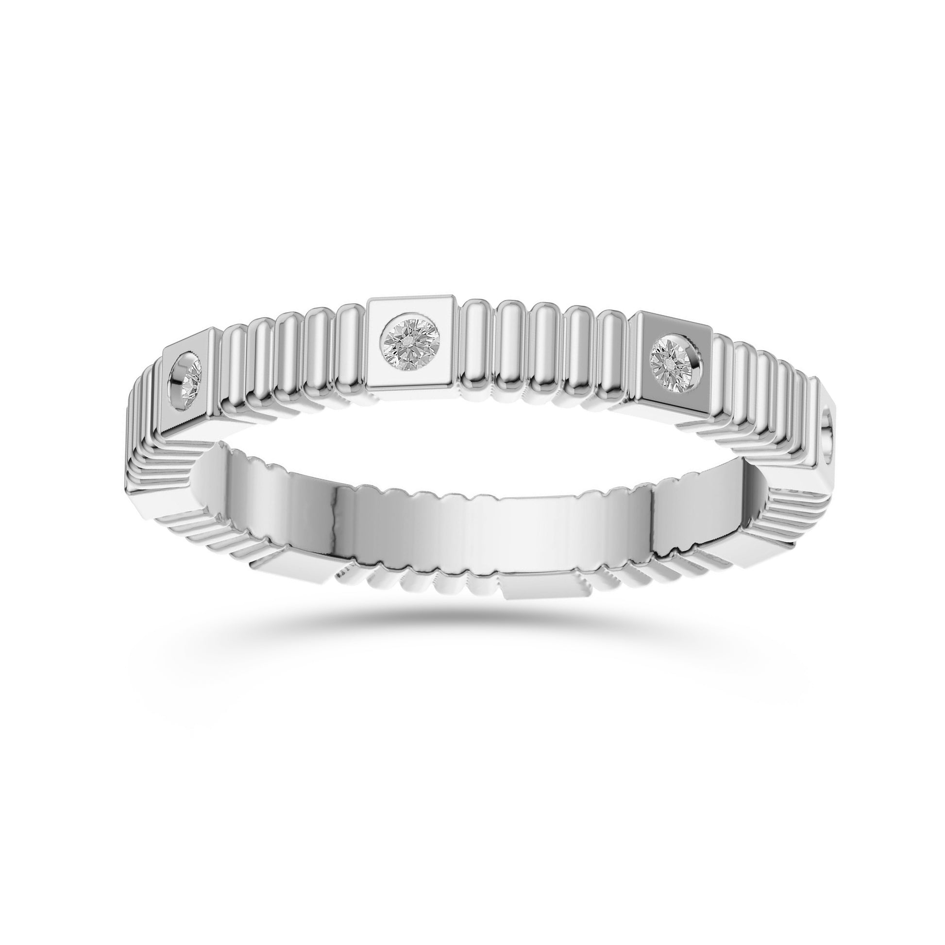 Diamond Fluted Band Ring In 14K Gold