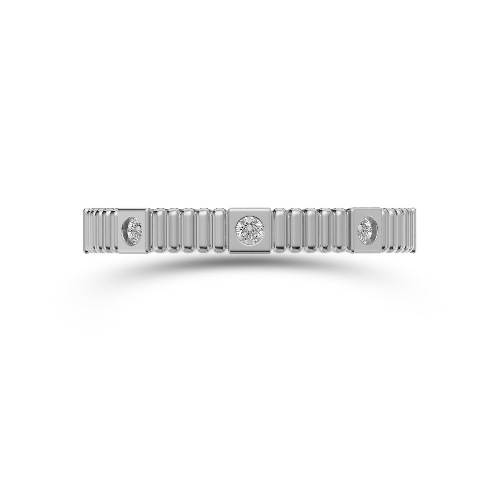 Diamond Fluted Band Ring In 14K Gold