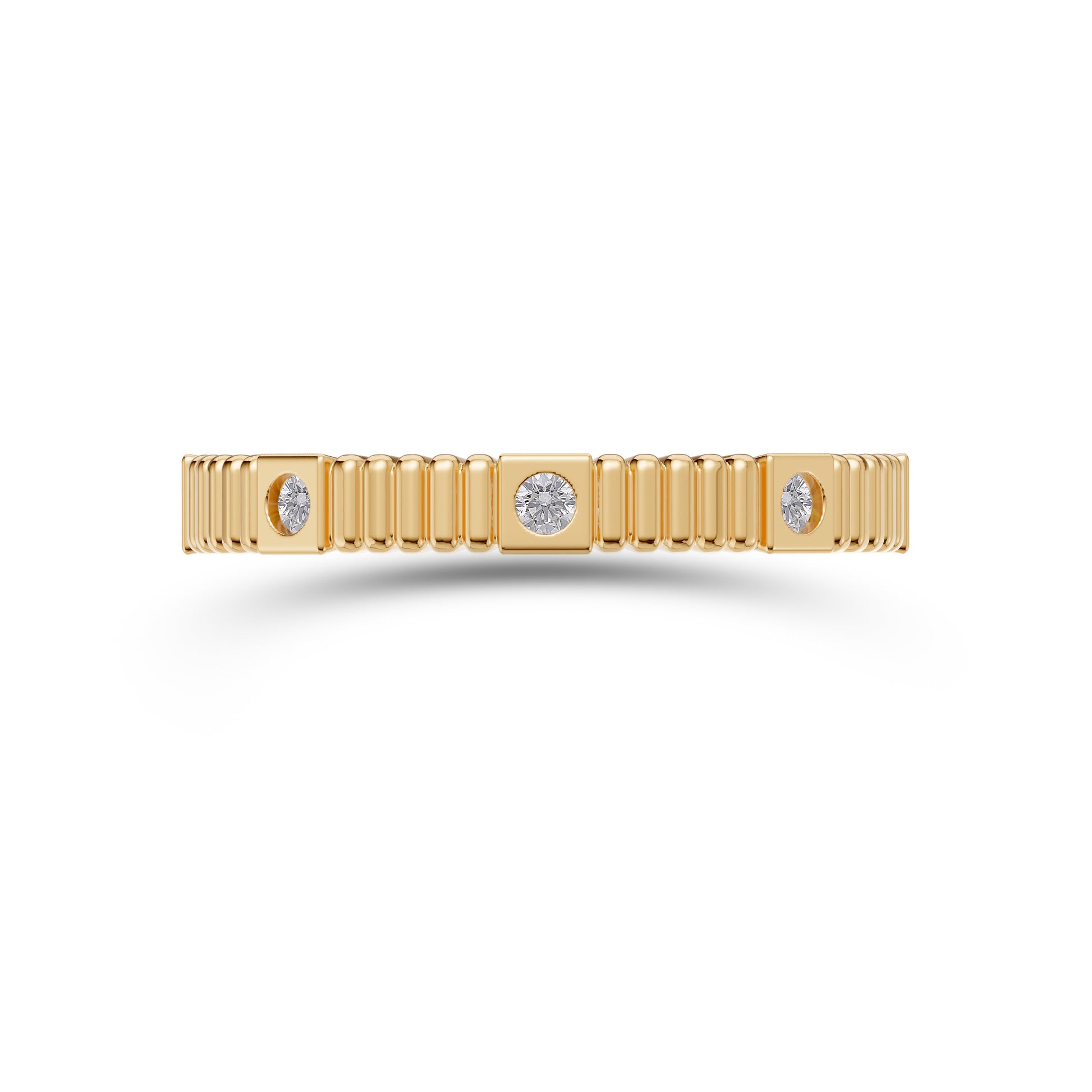 Diamond Fluted Band Ring In 14K Gold