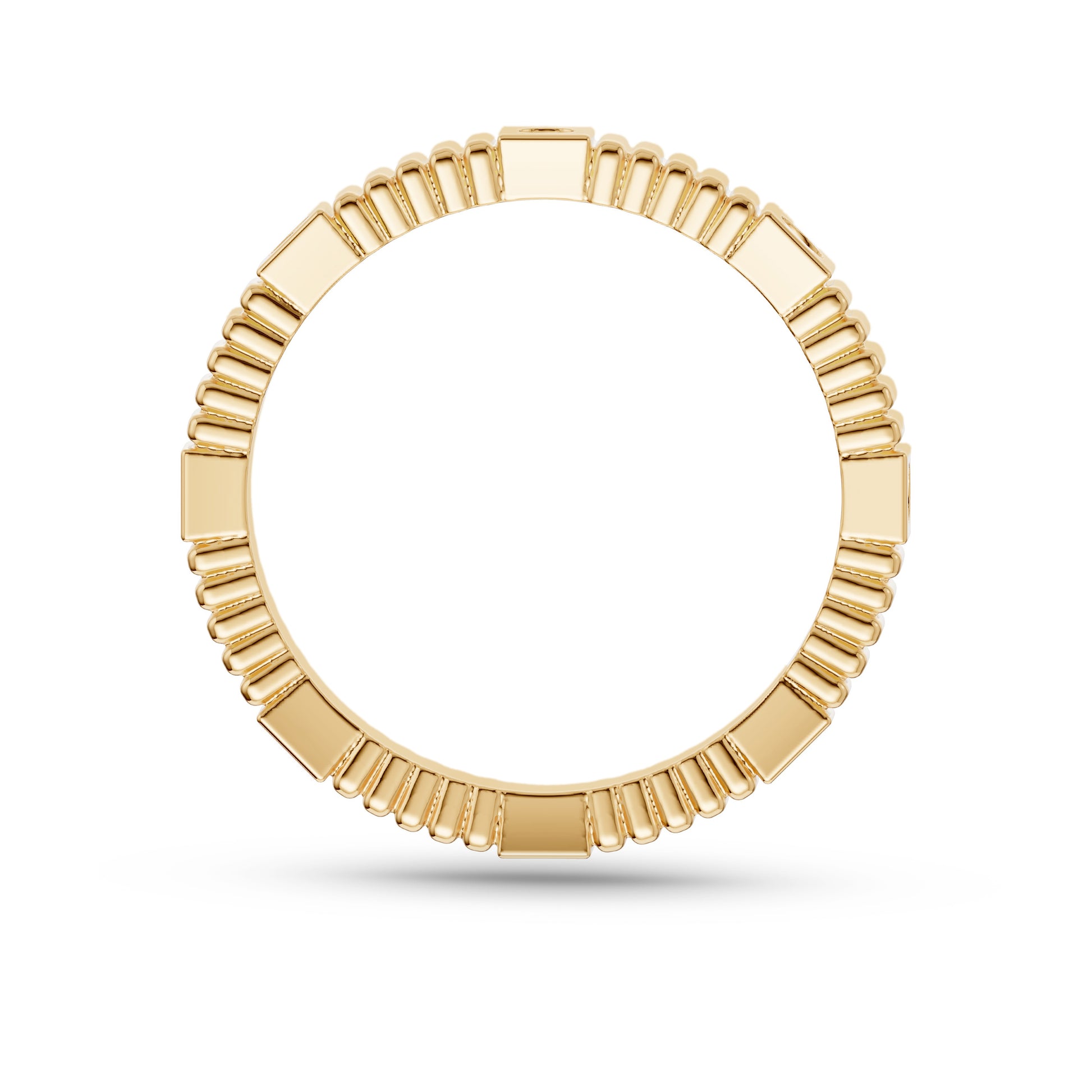 Diamond Fluted Band Ring In 14K Gold