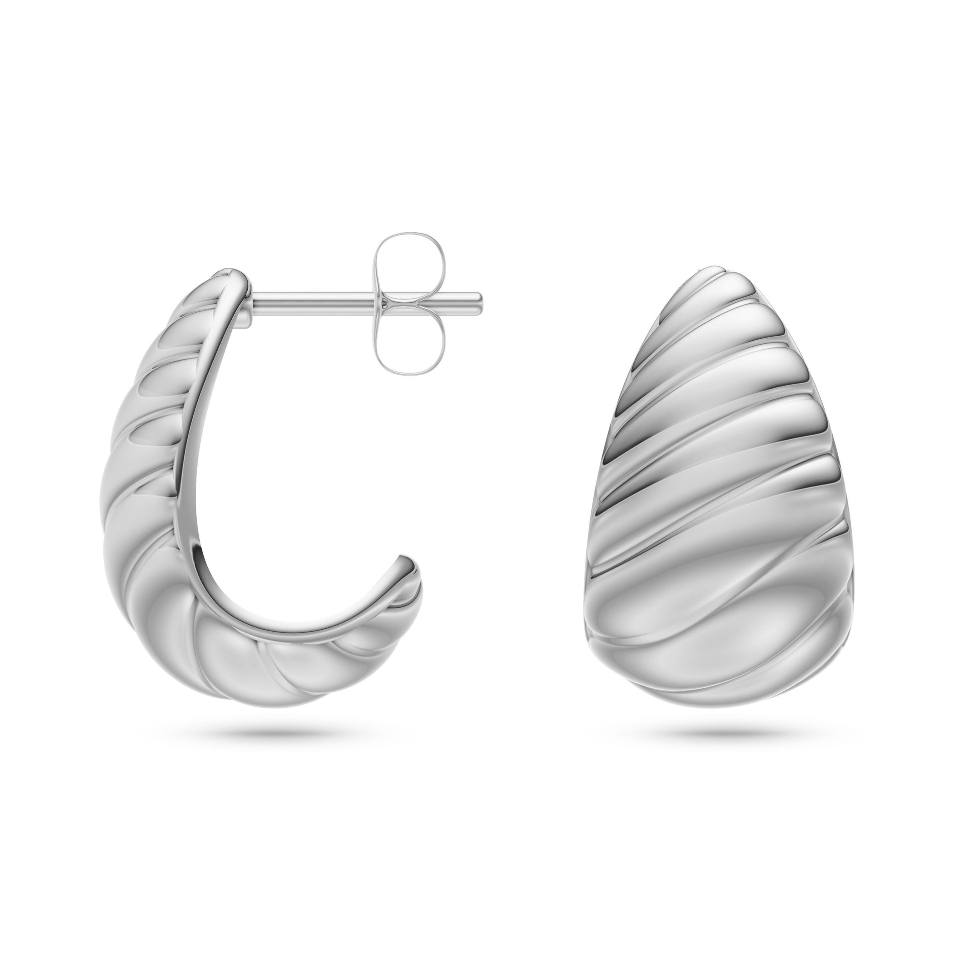Ripple Hoop Earrings in 14K Gold