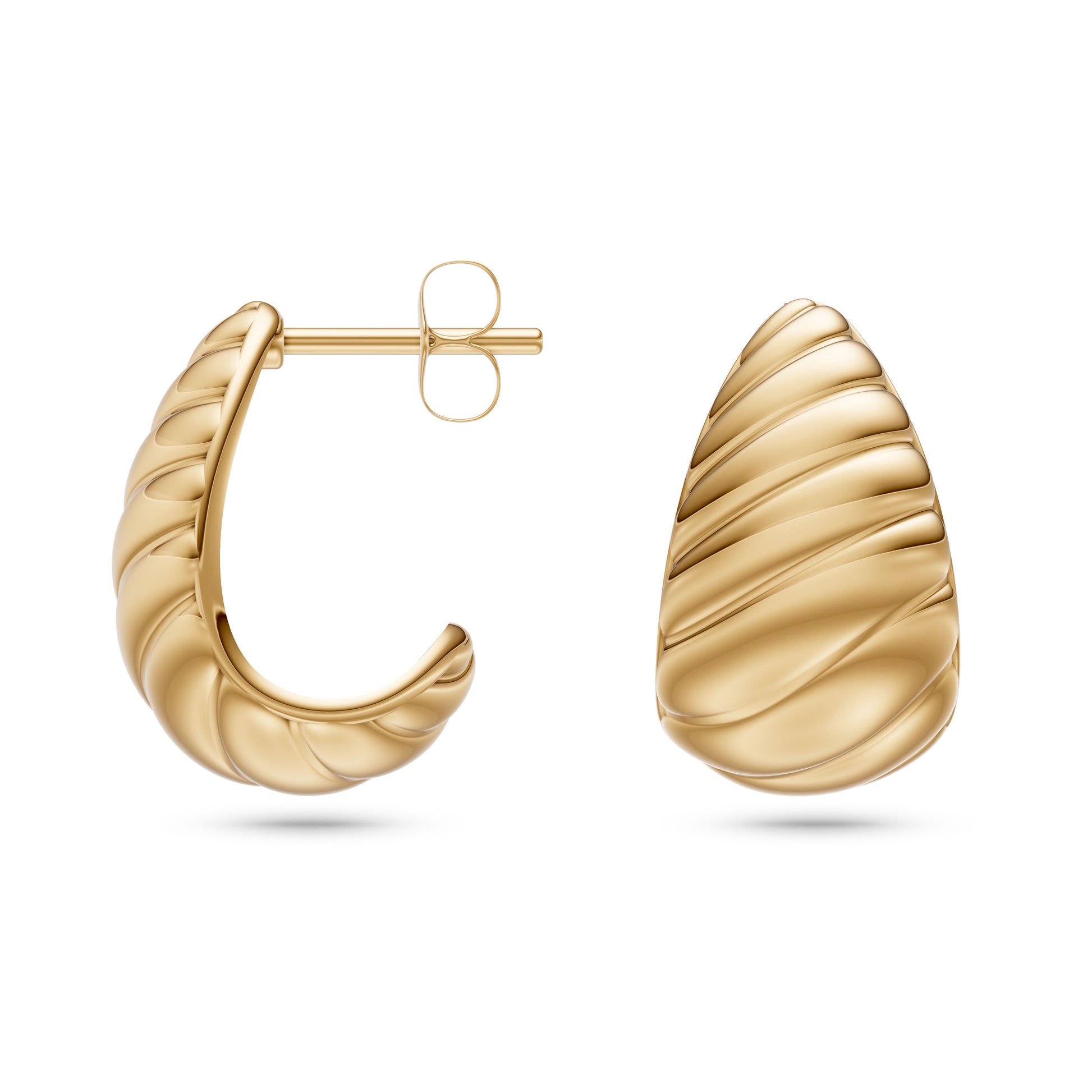 Ripple Hoop Earrings in 14K Gold