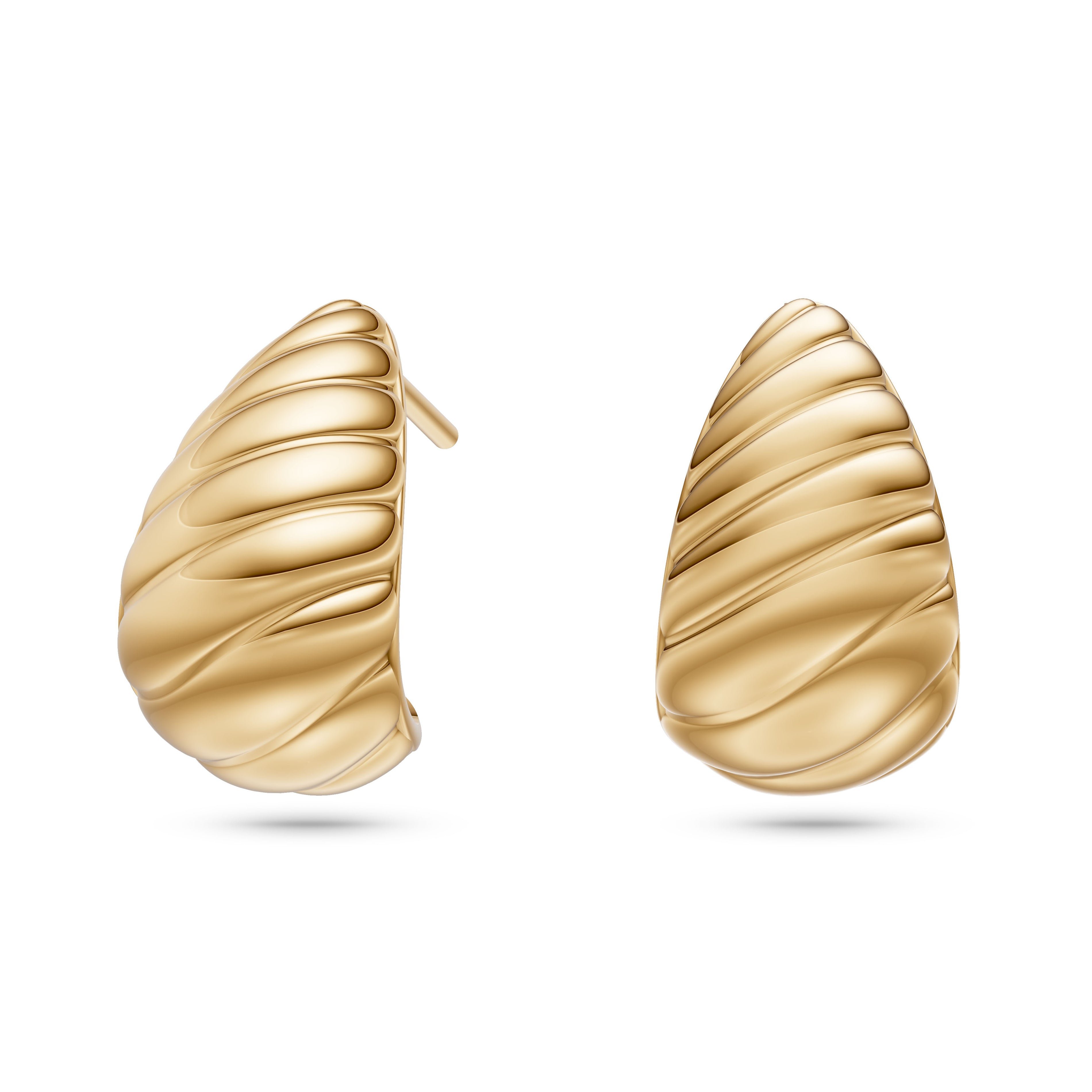 Ripple Hoop Earrings in 14K Gold