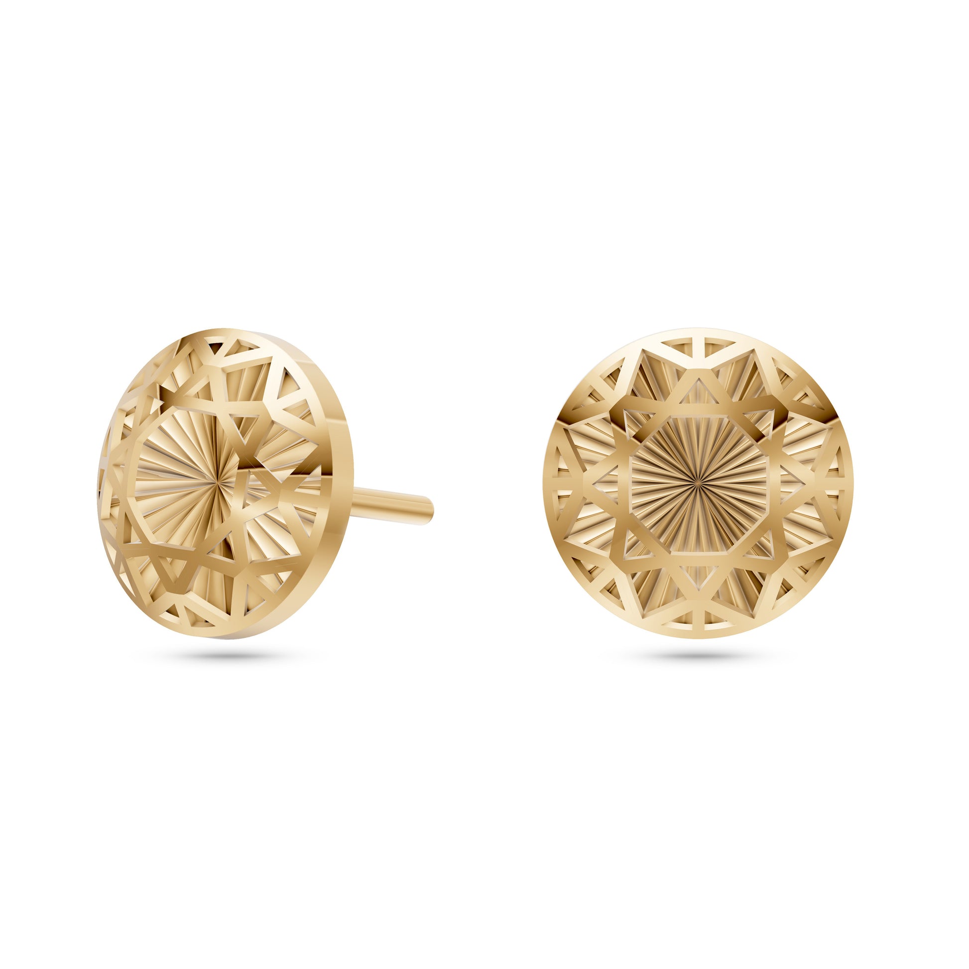 Filigree Sunburst Stud Earrings in 14K Gold