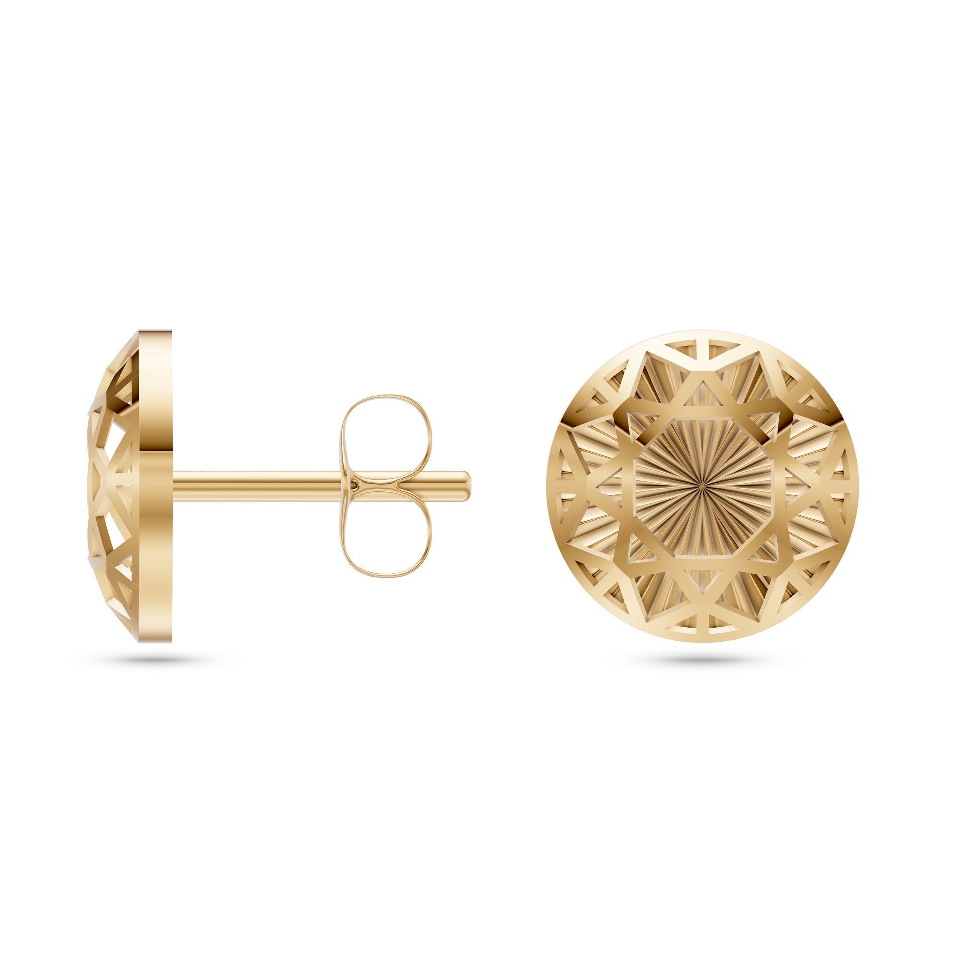 Filigree Sunburst Stud Earrings in 14K Gold