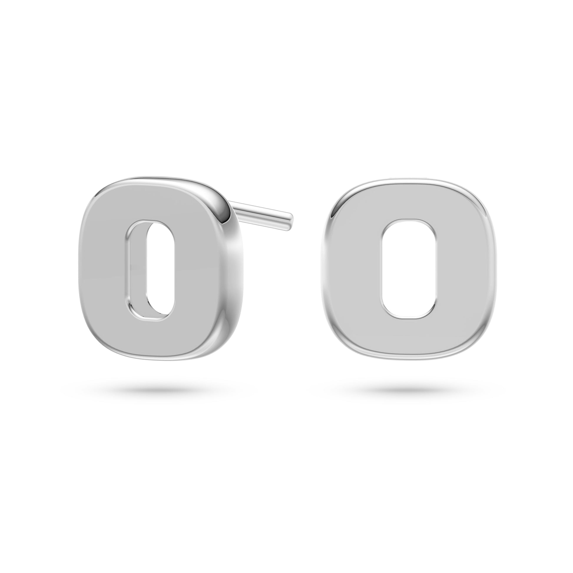 Modern Oval Cutout Stud Earrings in 14K Gold