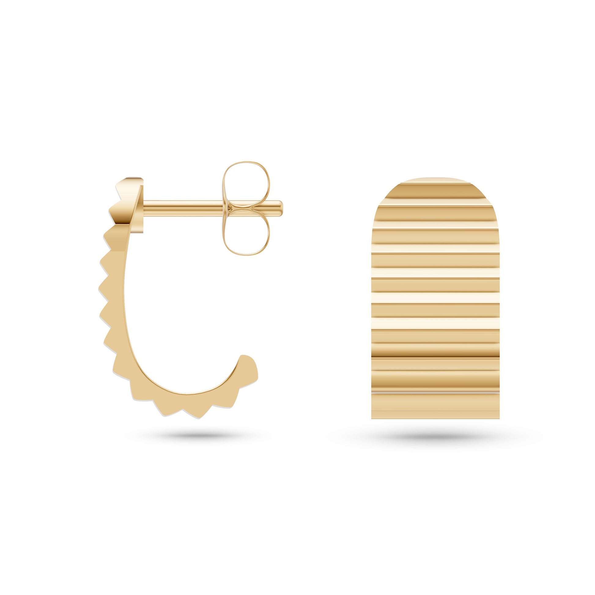Crinkle Huggie Hoop Earrings in 14K Gold