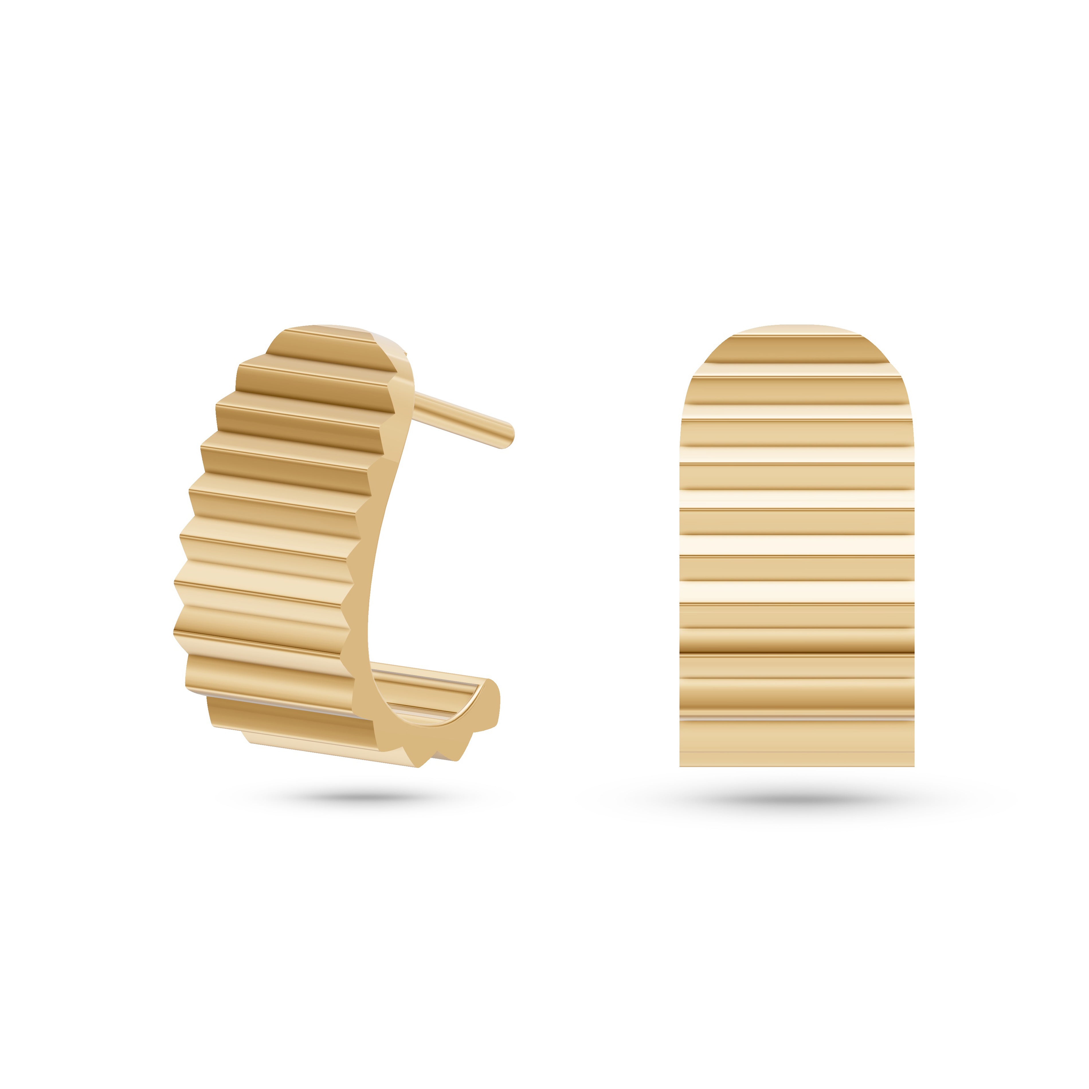 Crinkle Huggie Hoop Earrings in 14K Gold