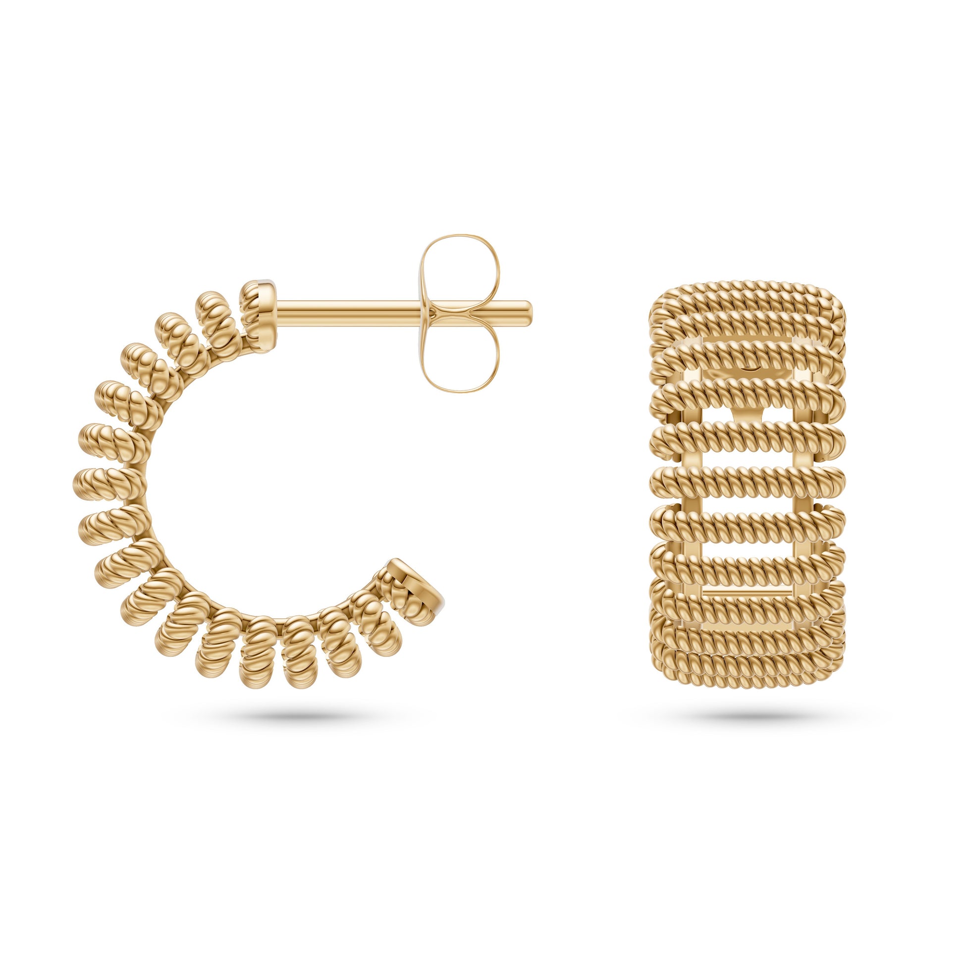 Lattice Weave Gold Earrings in 14K