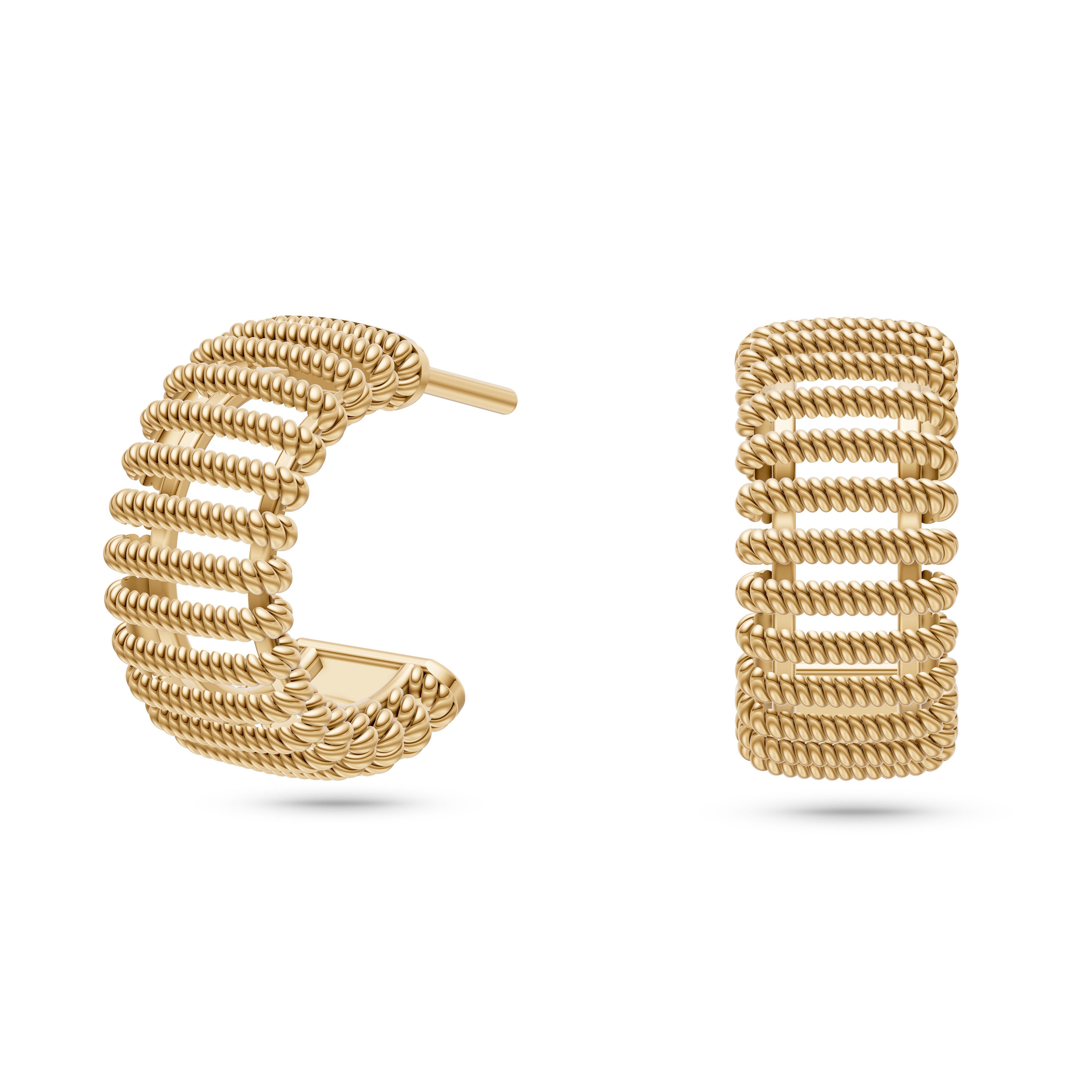 Lattice Weave Gold Earrings in 14K