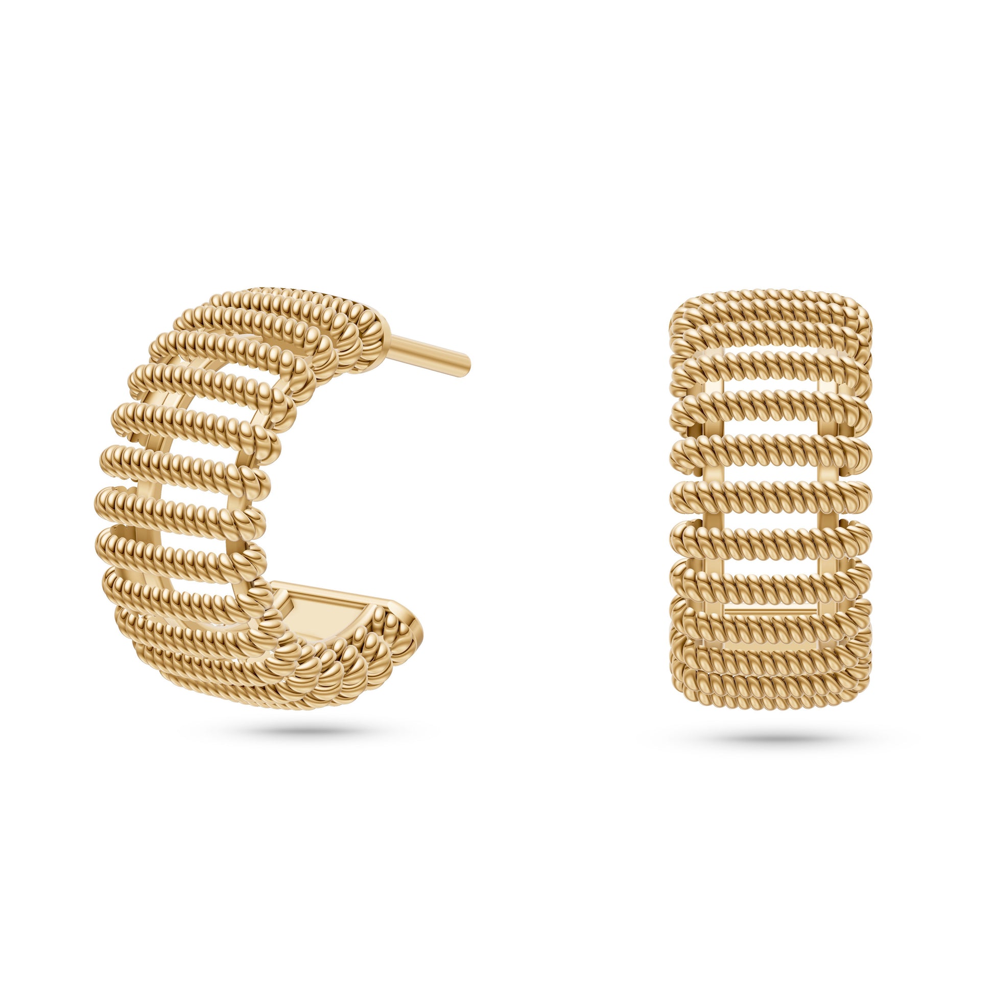 Lattice Weave Gold Earrings in 14K