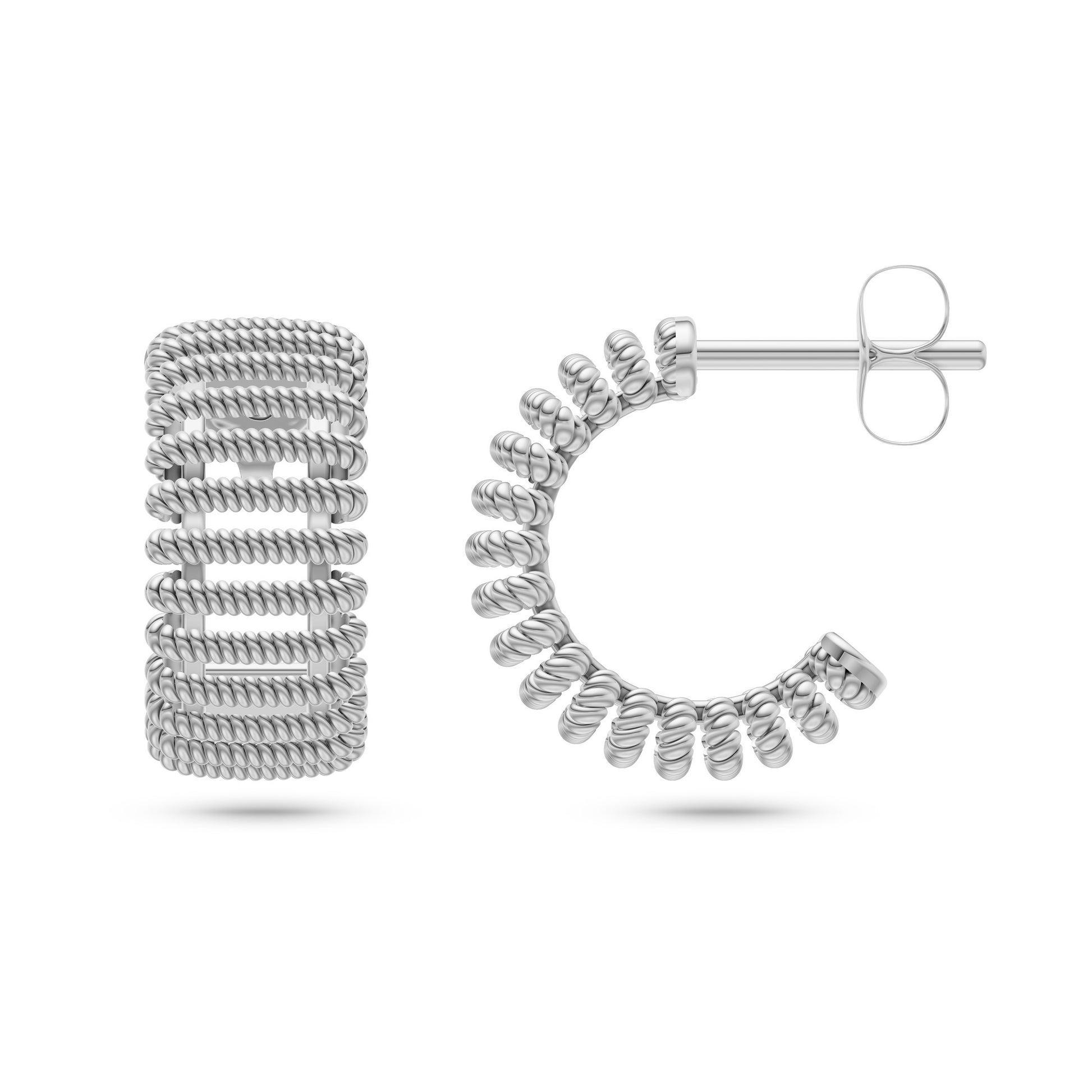 Lattice Weave Gold Earrings in 14K