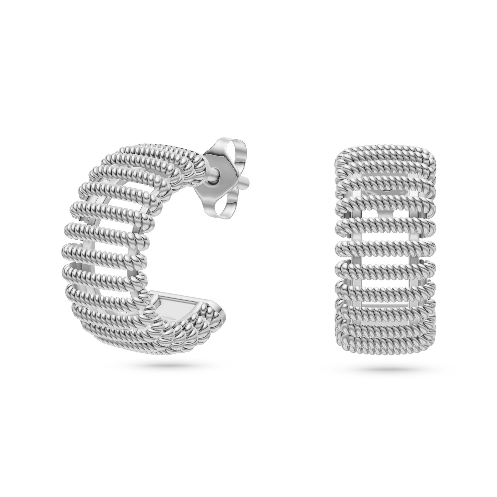 Lattice Weave Gold Earrings in 14K
